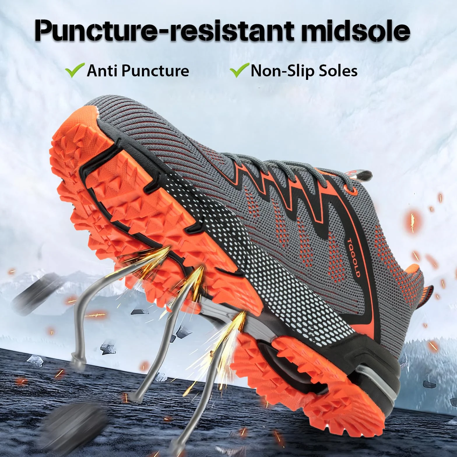 AONEGOLD Buty ochronne dla mężczyzn i kobiet, lekkie, stalowe noski, buty sportowe, oddychające, wygodne buty ochronne, antypoślizgowe, odporne na przebicie, buty robocze, 3,5-13UK