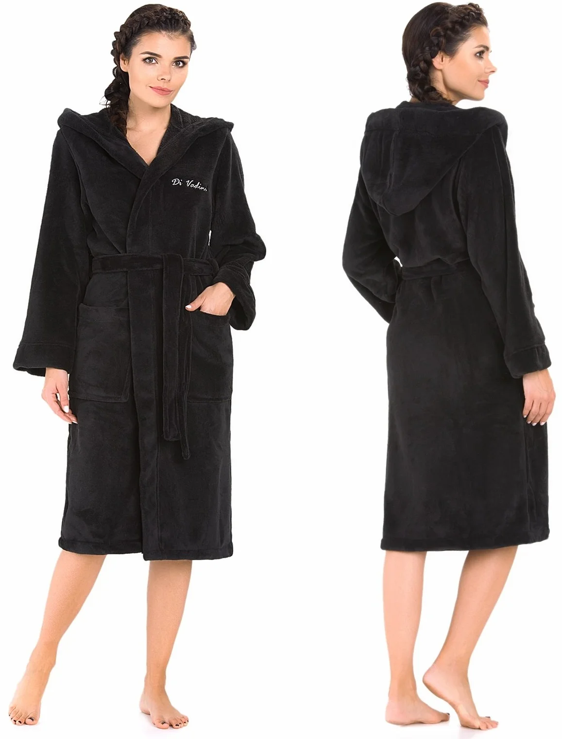 Di Vadini Unisex męski damski szlafrok kąpielowy Florencja z kapturem I szlafrok poranny puszysty I bielizna nocna ze szlachetnej mikrofibry Öko-Tex Standard 100 I kimono z wyborem kolorów i rozmiarów