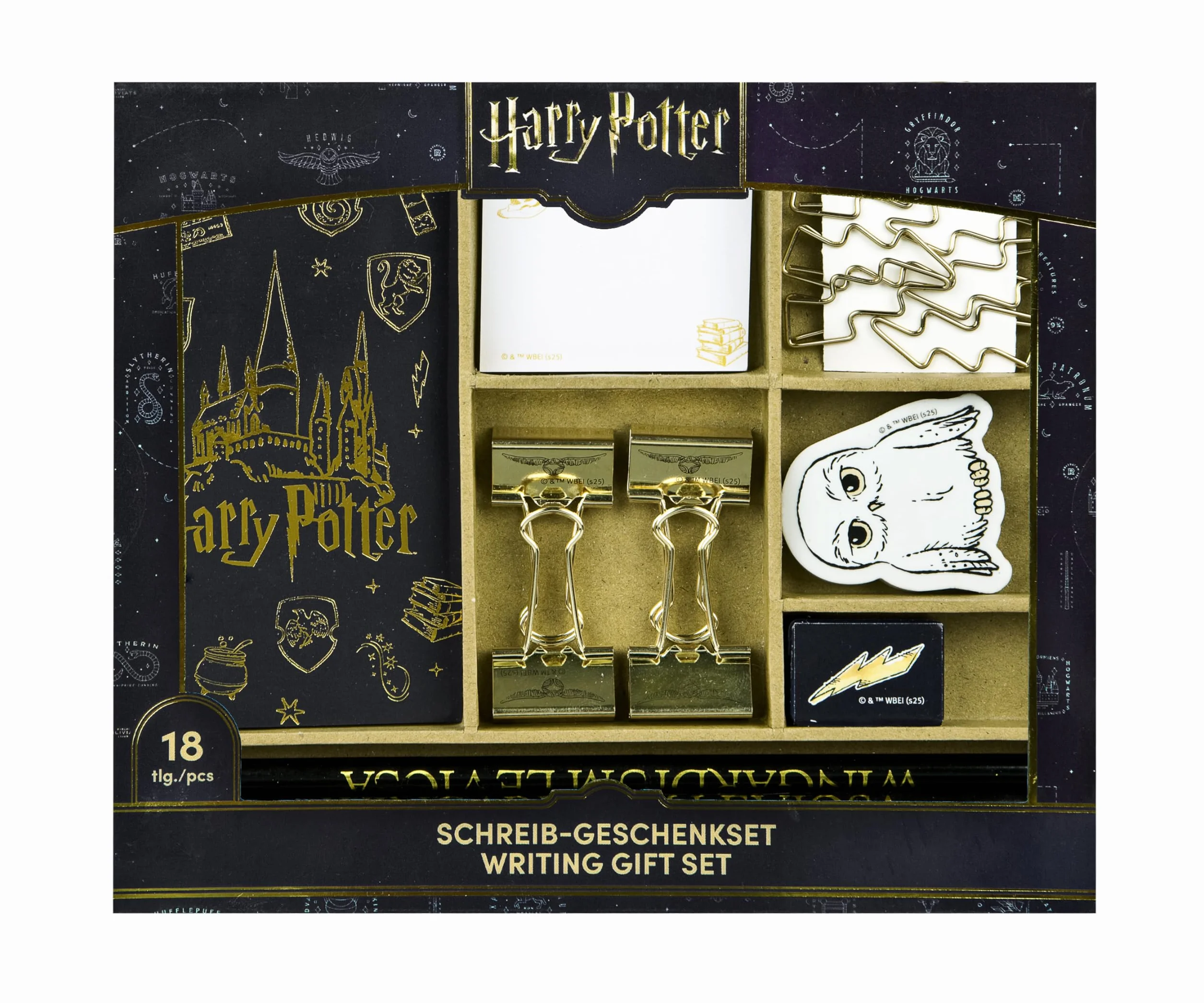 Undercover - Harry Potter Fashion zestaw do pisania – 18-częściowy z mini notatnikiem, ołówkami, gumką, temperówką, karteczkami samoprzylepnymi, spinaczami biurowymi