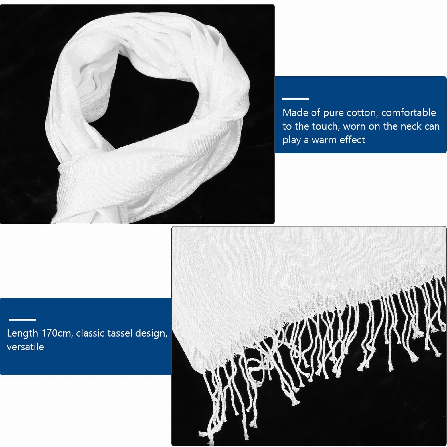 PACKOVE 1kawałek Pure Cotton Scarf for Tie-dye and Drawing Easy to Clean and Dry Blank Scarf for Crafts