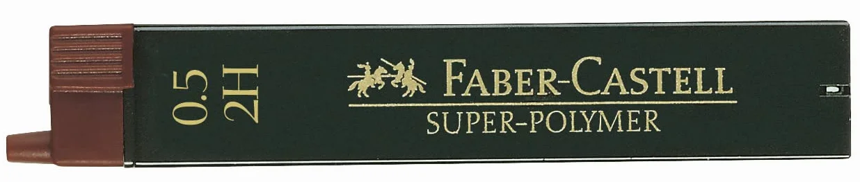 Faber Castell wkłady 2H, 0,5 mm, 12 wkładów Super-POLYMER w zestawie