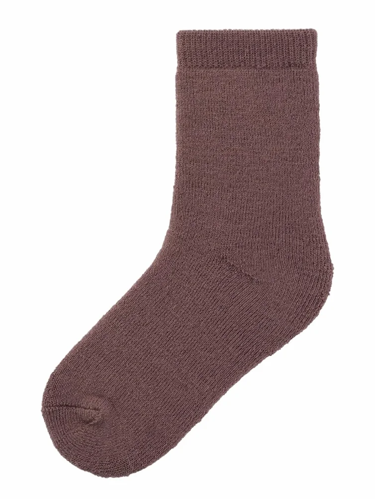 Bestseller A/S Skarpety dziewczęce NMFWAKSI Wool Terry XXIII, kolor peppercorn, 25/27, Ziarenko pieprzu