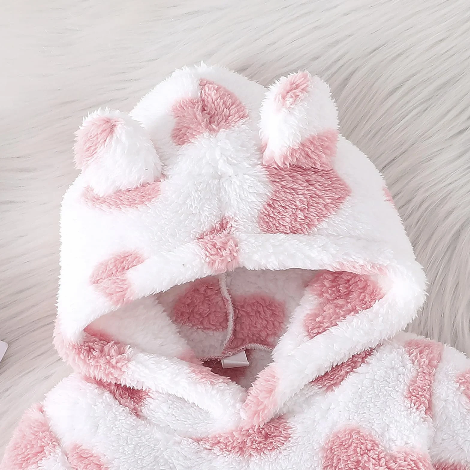 Kunyeah 2 szt. ubranka dla dziewczynek z polaru, dla małych dzieci, pluszowe, bluza dla noworodków, długi rękaw, zestaw spodni, ciepłe bluzy z kapturem, strój