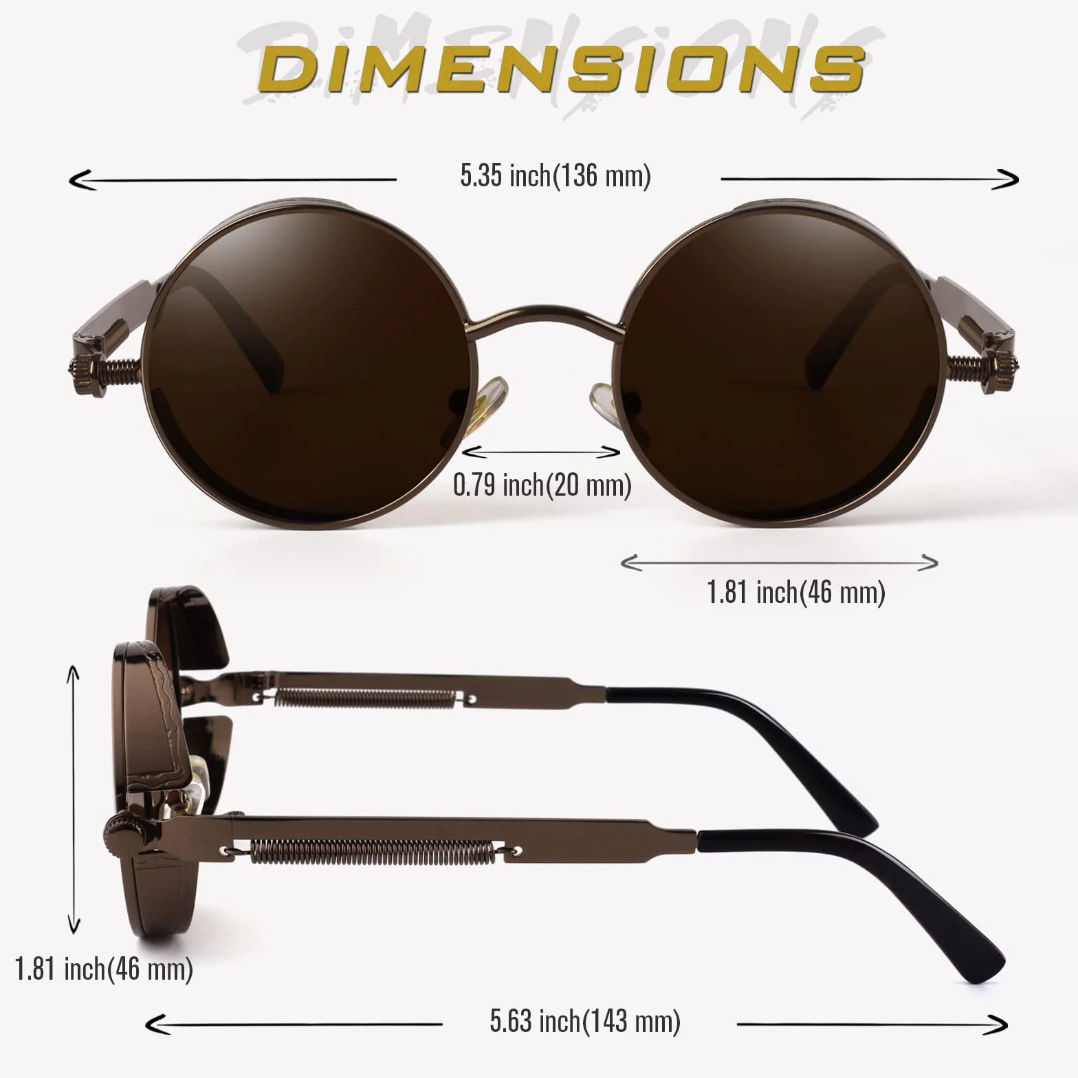 GQUEEN Retro Okrągłe Spolaryzowane Okrągłe Spolaryzowane Okulary Przeciwsłoneczne męskie damskie steampunk mężczyzn kobiet MTS2
