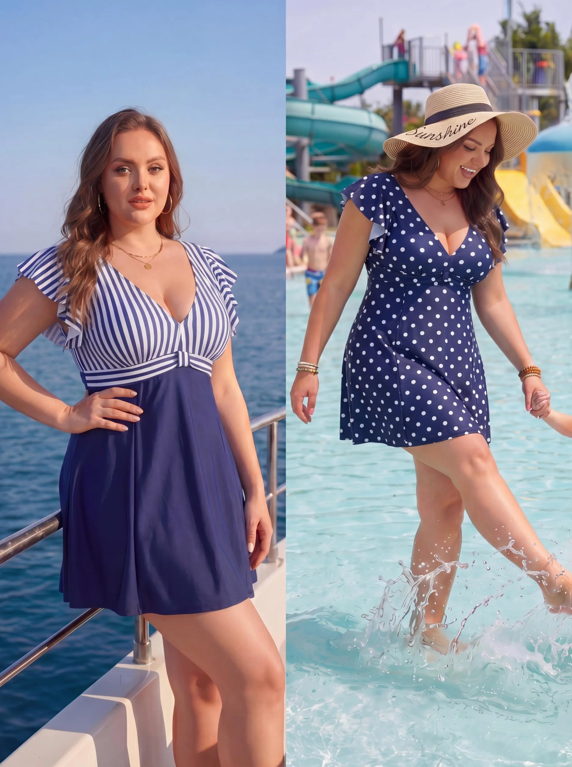 Smismivo Strój kąpielowy plus size dla kobiet kontrola brzucha jednoczęściowy strój kąpielowy wyszczuplający falbany strój kąpielowy krągłe stroje kąpielowe