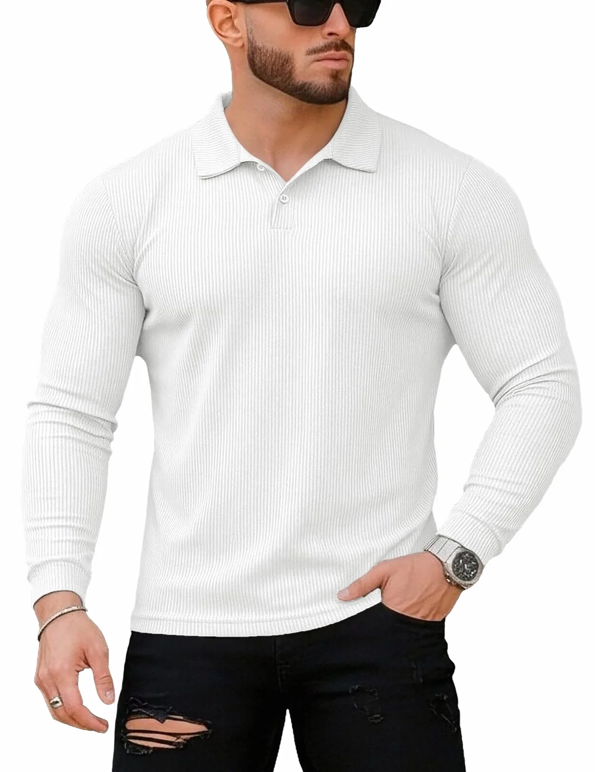 Muscle Cmdr Męska koszulka Henley z długim i krótkim rękawem Slim Fit V Neck Shirts Stretch Tee Casual Underwear Athletic Medium Weight