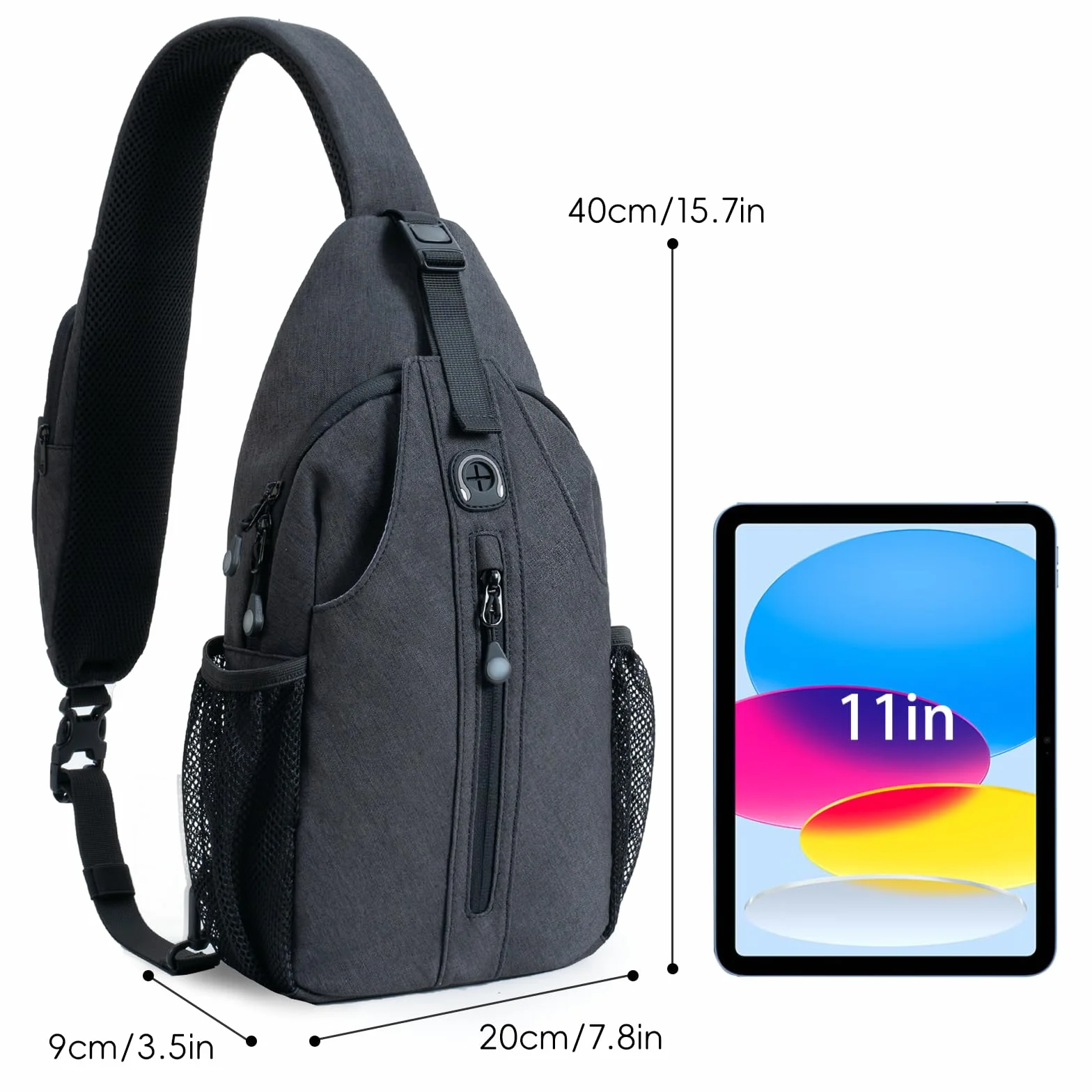 LEDAOU Torba na ramię, ochrona przed kradzieżą, wodoszczelna, z otworem na słuchawki – lekka i regulowana torba crossbody, uniseks, dla kobiet i mężczyzn, do miasta, podróży, fitnessu