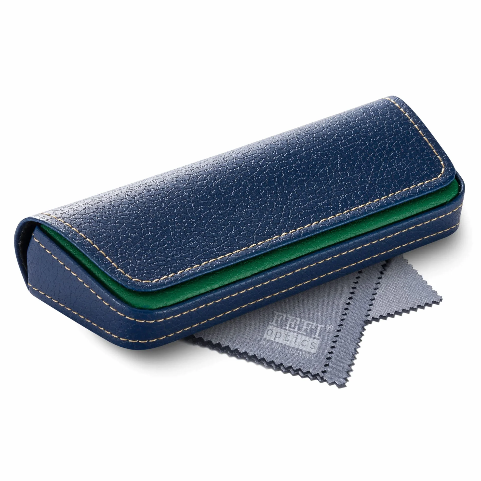 FEFI - Eleganckie etui na okulary w dwóch tonach skóry, ZIELONY, M