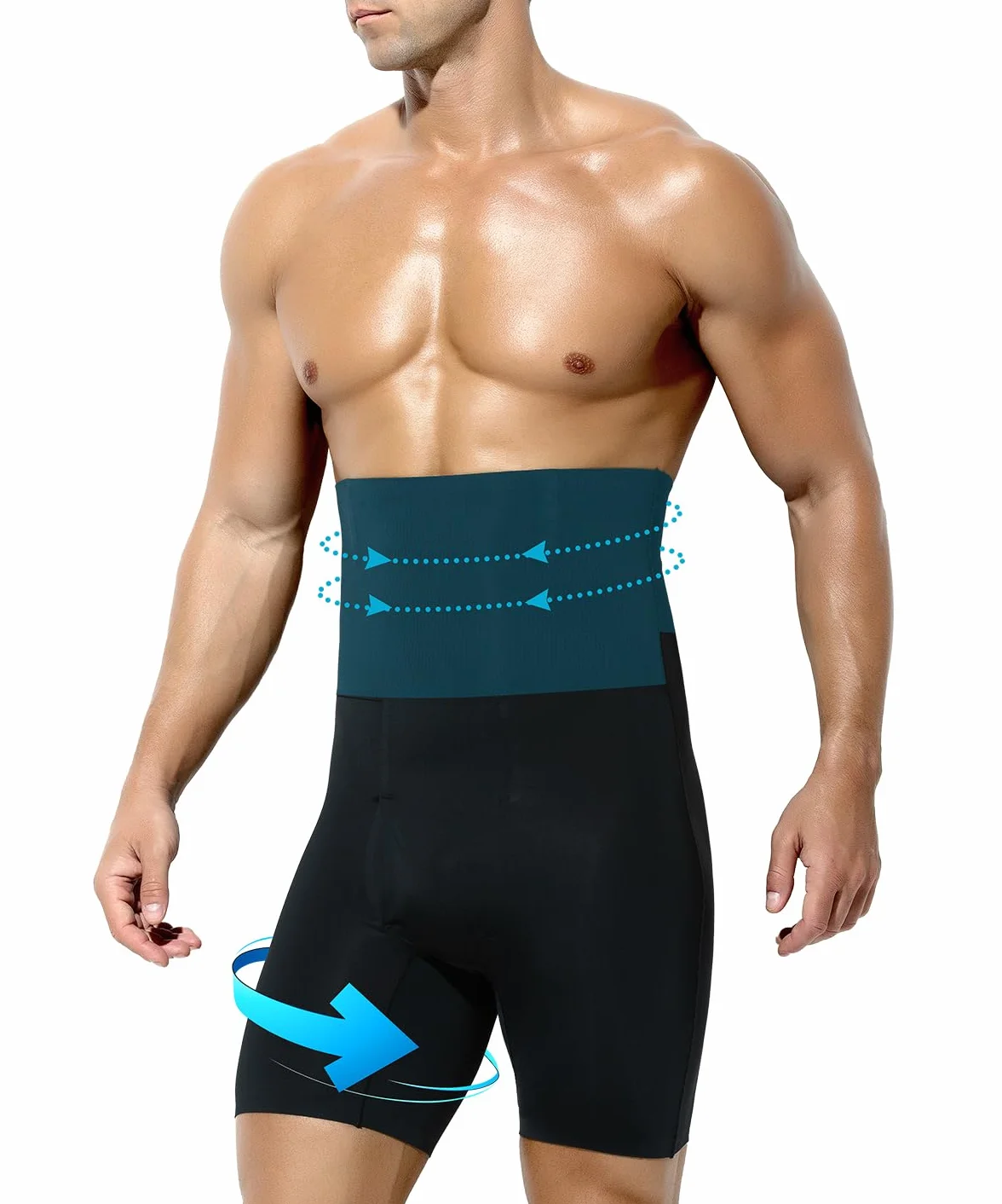 Casey Kevin Shapewear Boxerki wyszczuplające brzuch dla mężczyzn, body shaper, szorty kompresyjne, szorty wyszczuplające brzuch, spodnie męskie, bielizna męska, K1 - czarny, M