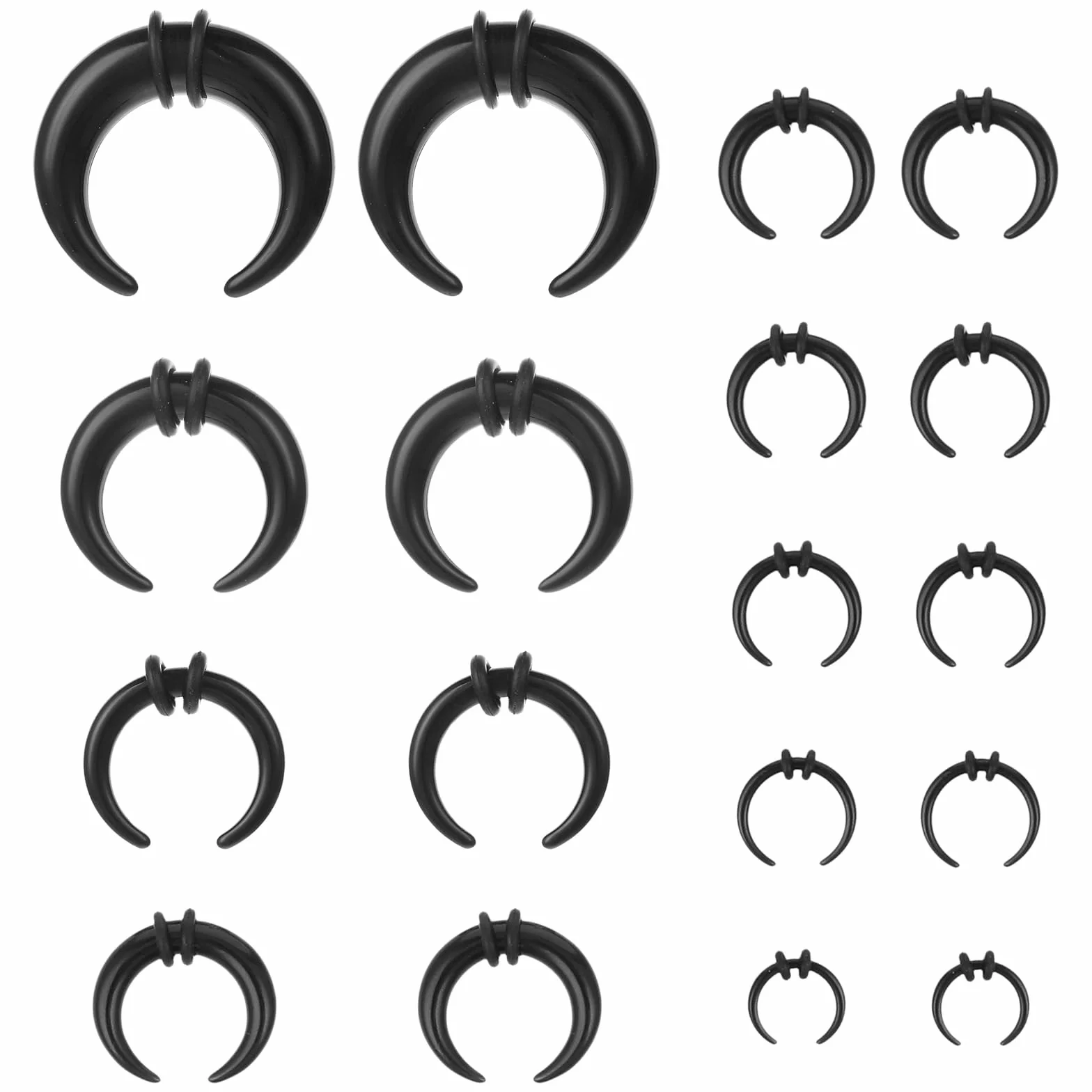 Tucnoeu Zestaw 18 kolczyków do piercingu septum, akrylowe, czarne, dla kobiet i mężczyzn, Akryl
