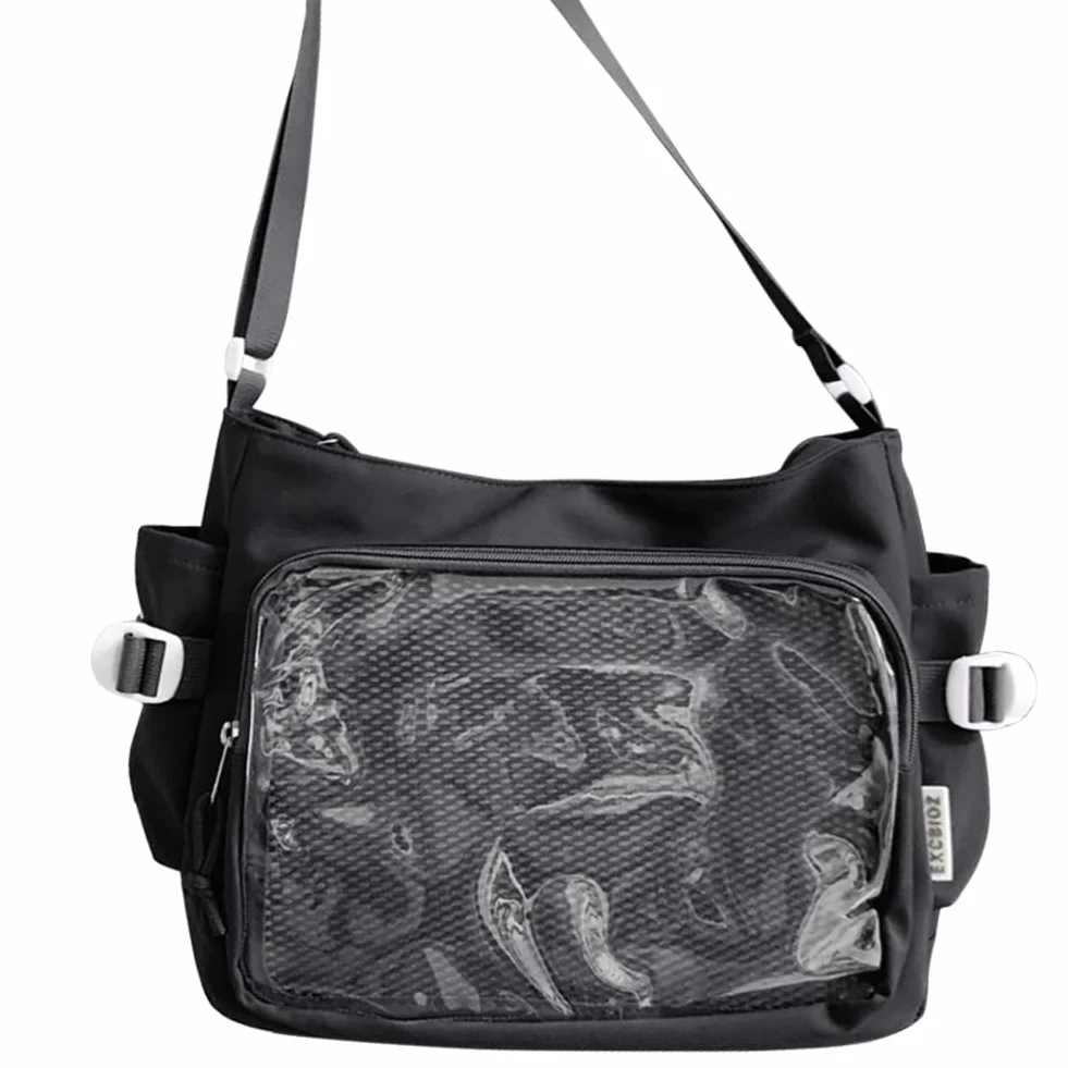 Kobiety ita torebka japońska torebka na ramię z przezroczystą okno mody torby na ramię multi-kupki stylowe torba crossbody Regulowane paski modne torba na zewnątrz