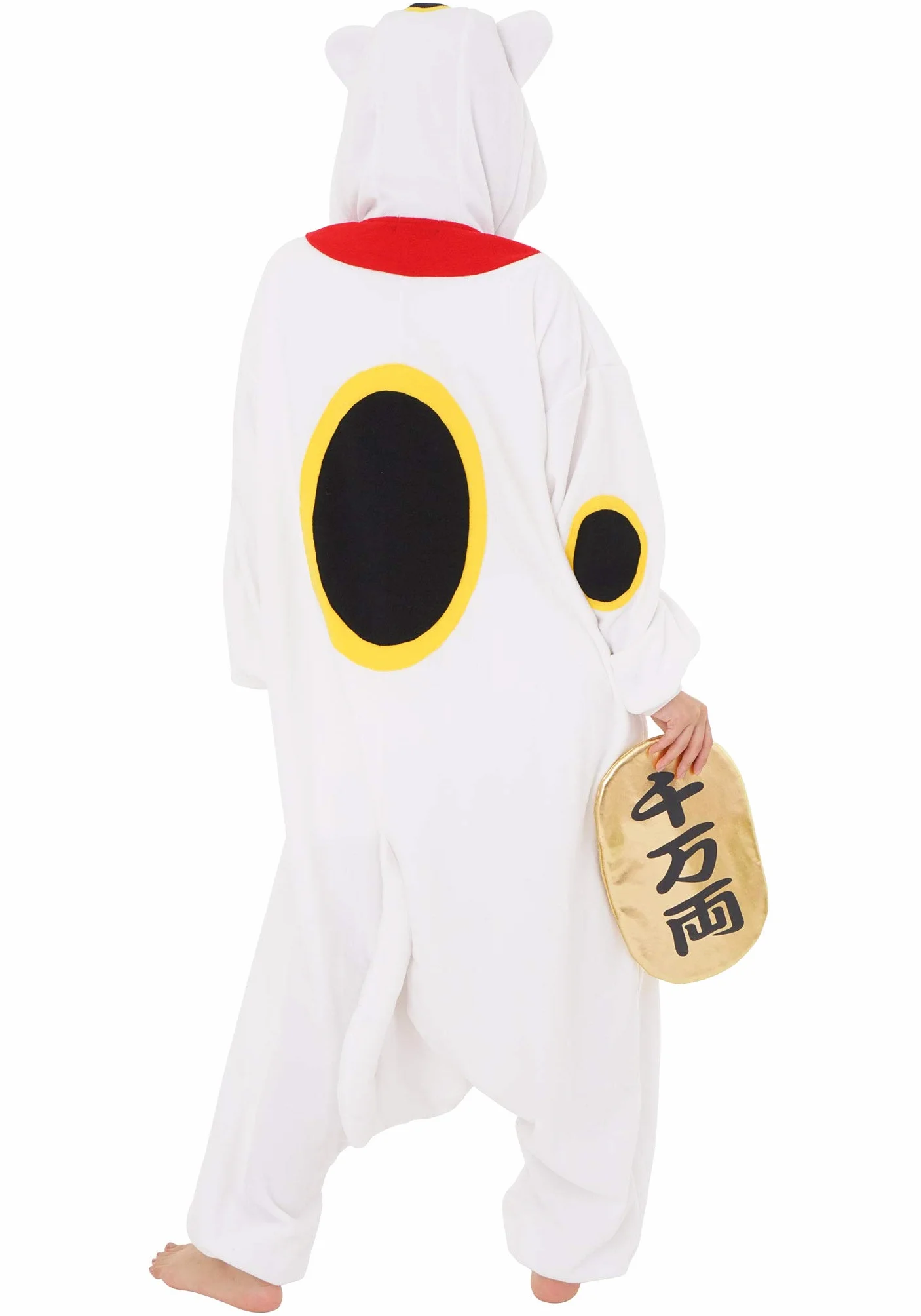 SAZAC Jednoczęściowy kombinezon jednoczęściowy z motywem kota Lucky Kigurumi, Maneki Neko Kigurumi, Halloween, karnawał, dla dzieci i dorosłych, jeden rozmiar pasuje do wszystkich (155-180 cm)
