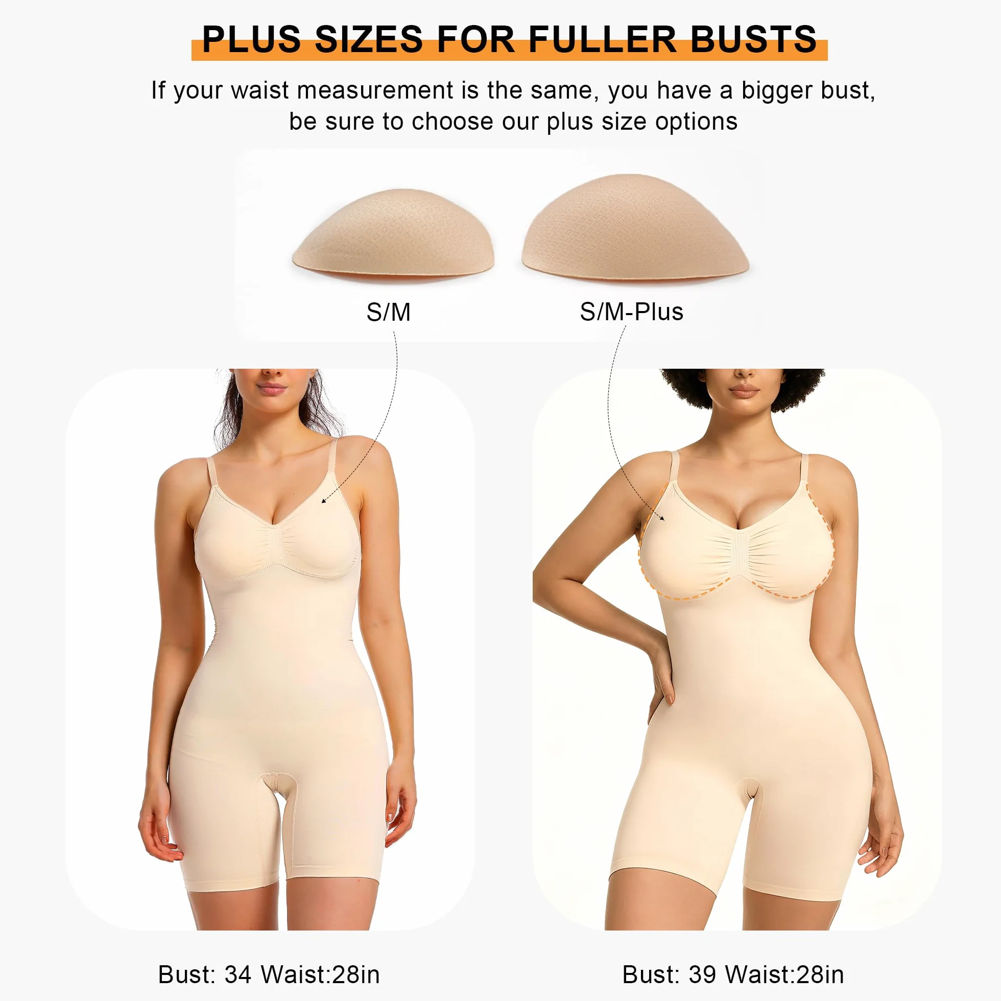 SHAPERX Bielizna modelująca dla kobiet, body wyszczuplające brzuch, ze zdejmowanymi wkładkami, podnoszące pośladki, szorty modelujące sylwetkę