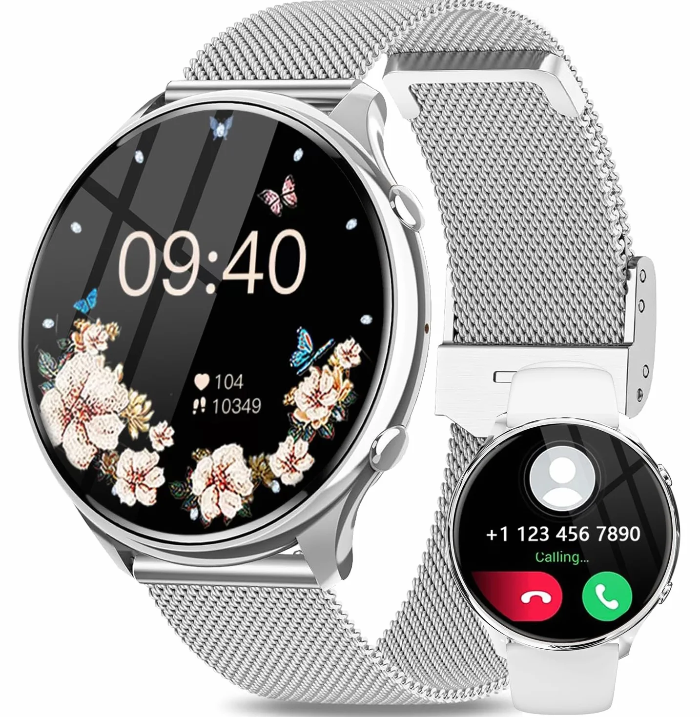 Smartwatch damski z funkcją telefonu, wyświetlacz Always-on o przekątnej 1,39 cala, wodoszczelność IP67, zegarek sportowy, zegarek na rękę z monitorem snu, pulsometrem, pomiar ciśnienia krwi,
