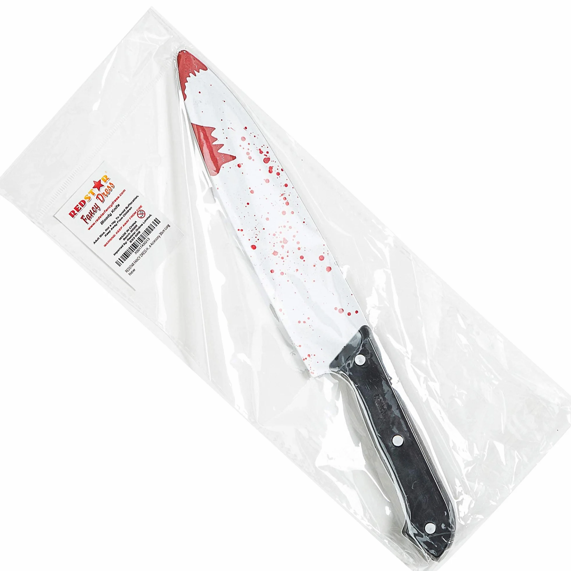 Sztuczny krwawy rekwizyt noża - 30 cm czarny uchwyt do Halloweenu - fantazyjne akcesoria seryjnego mordercy - Slasher Fancy Dress Prop