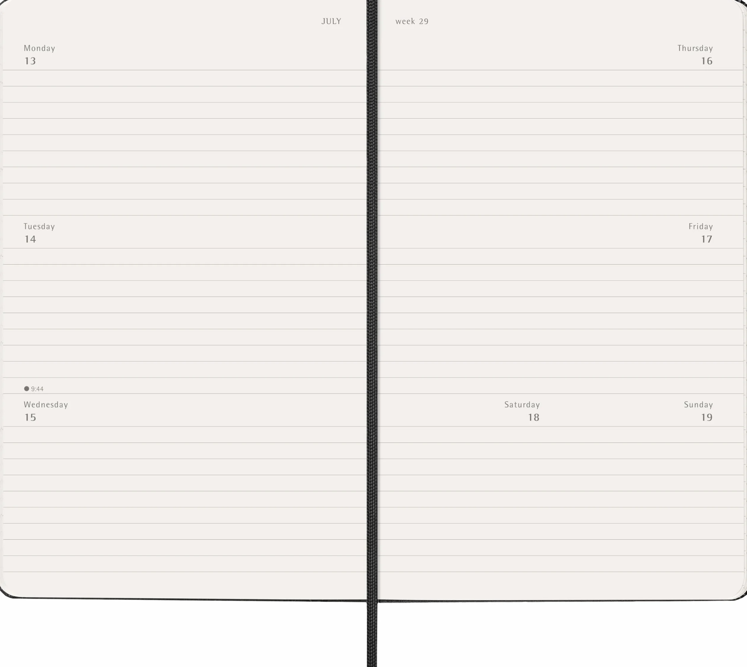 Moleskine 12 Monate Wochenkalender 2026, Large/A5, 1 Wo = 2 Seiten, horizontal, fester Einband, Schwarz