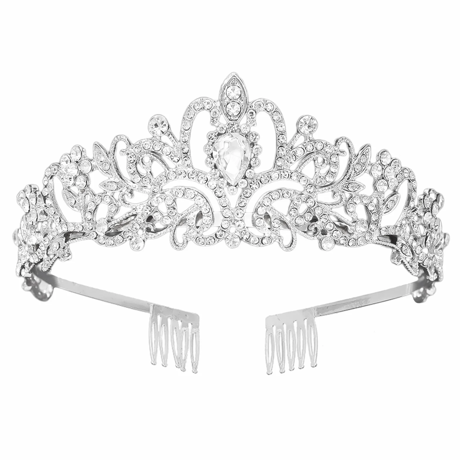 Tiare Diademe damska z kryształem górskim, korona, księżniczka, dorosły, dziecko, korona, przyszłość, panna młoda, tiara, ślub, urodziny, karnawał, przyjęcie