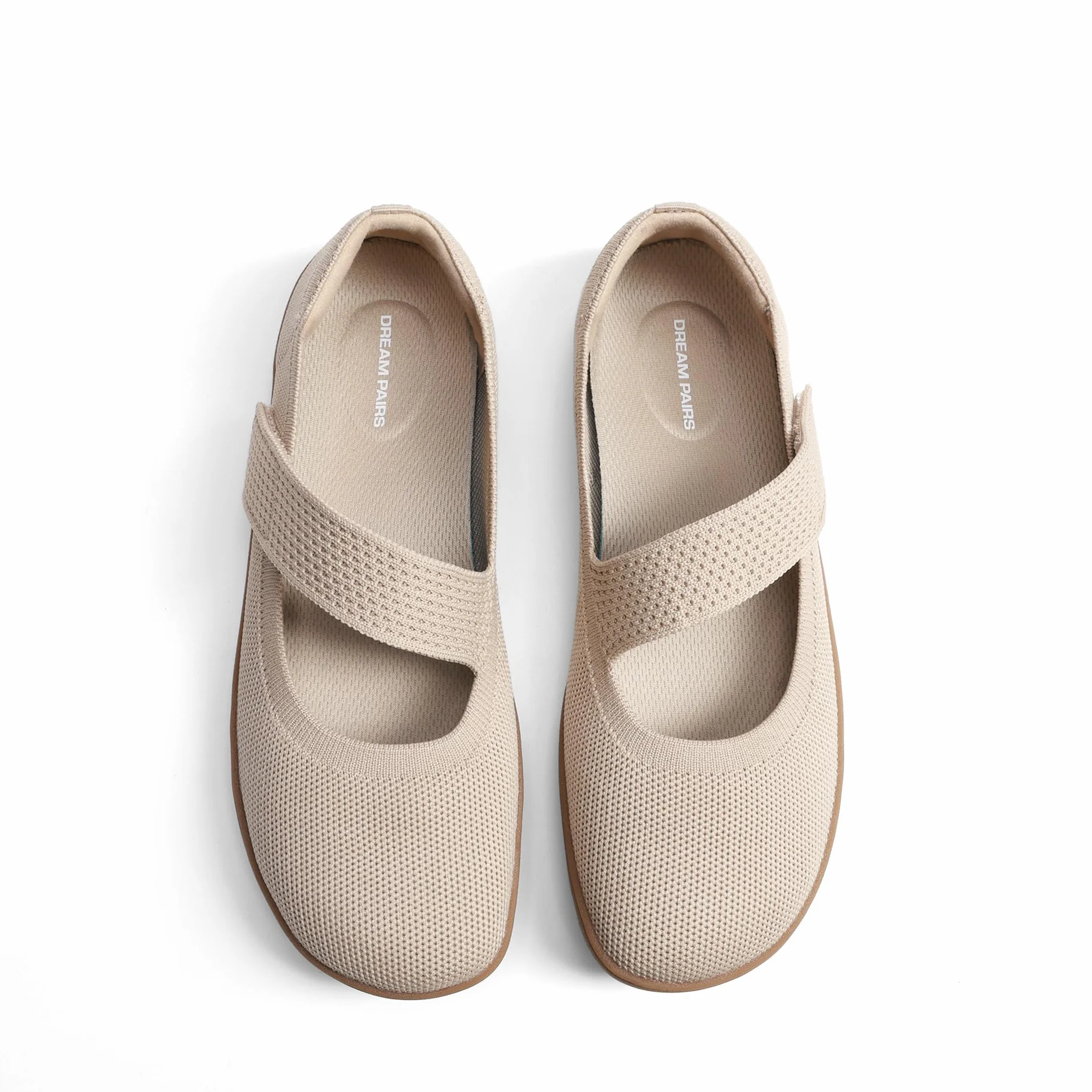 DREAM PAIRS Damskie baleriny Mary Jane Barefoot Knit Wide Toe Box Arch Support Płaskie buty dla kobiet szykowne na co dzień biuro biznes praca podróż spacer
