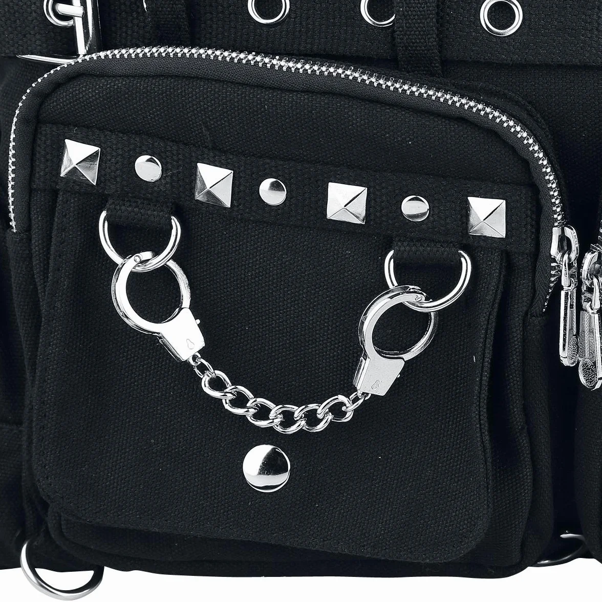 Handtas met studs in oogjes zwart, czarny - czarny/czarny, czarny