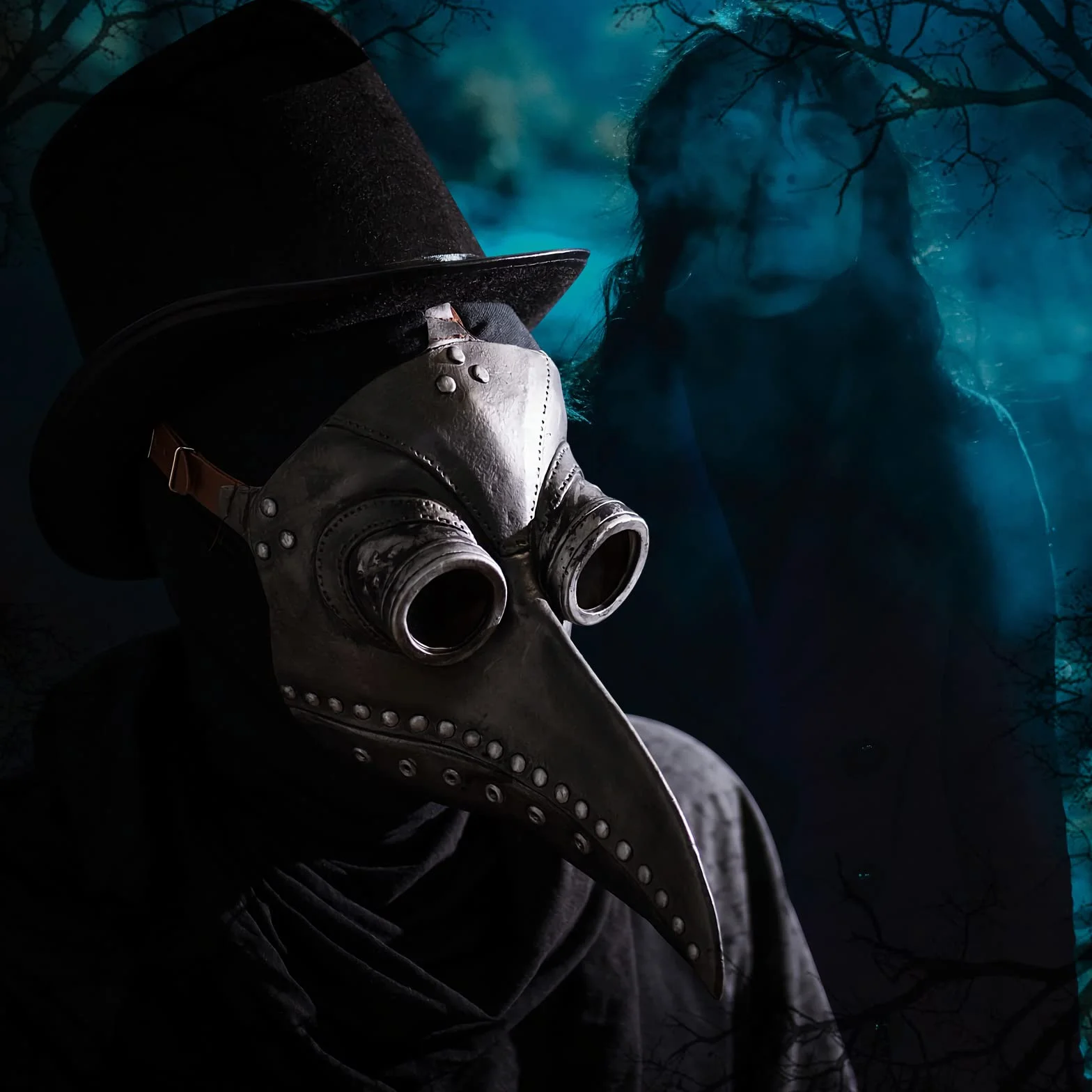 Maska z dziobem na Halloween, średniowieczny lekarz, długi nos, ptasi dziób, karnawał, horror, steampunk, maska na plagę