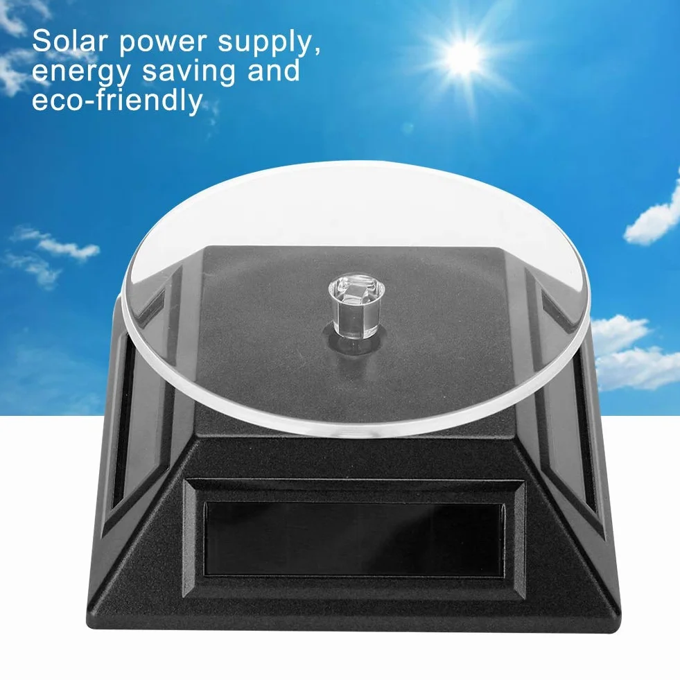Solar Gramofon Obrotowy Stojak 360 °, Stojak Solarny Gramofon Obrotowy Zegarek Telefon Stojak na Biżuterię, Biżuterię Spinner Watch Hobby Collection Półka(czarny)