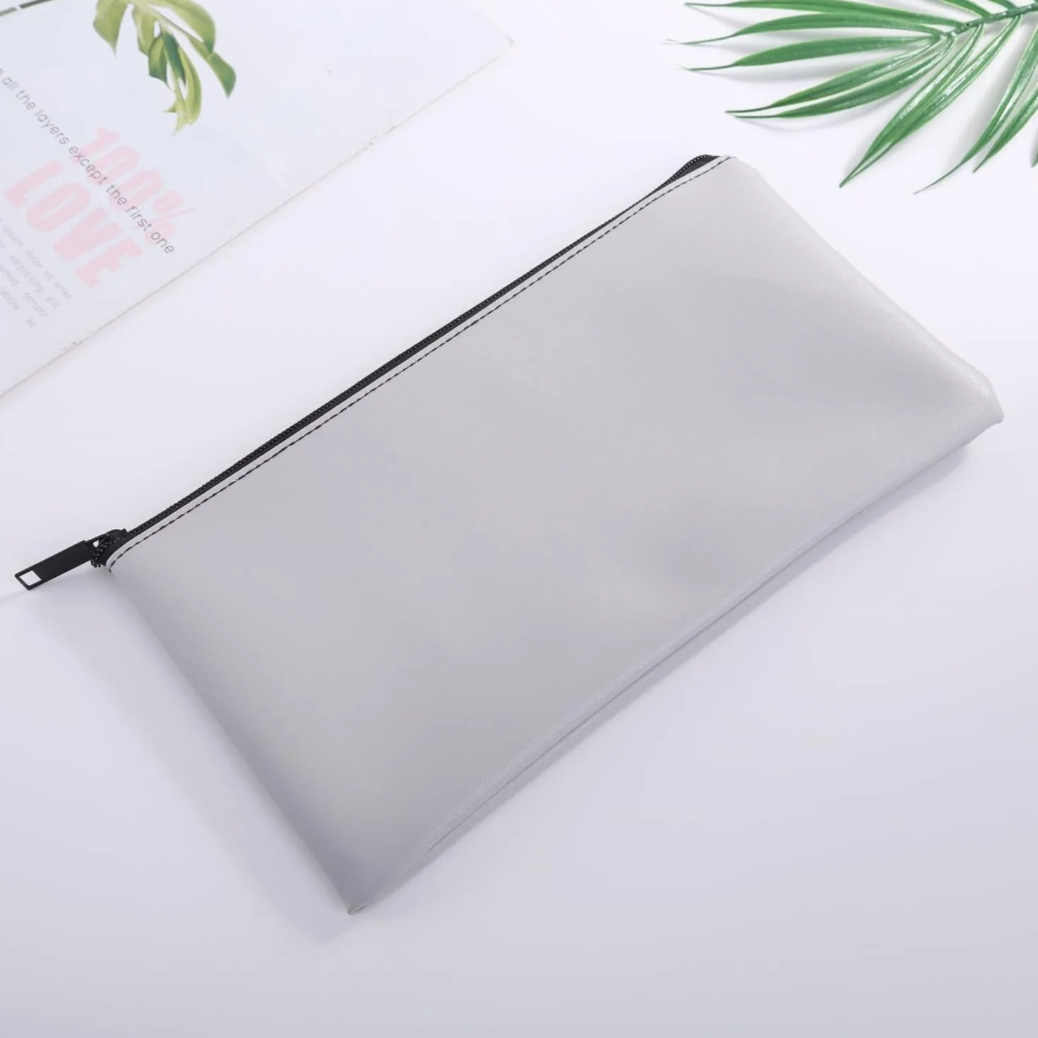 3 szt. torby na pieniądze bankowe z skóry PU, z zamkiem błyskawicznym 30 x 15 cm