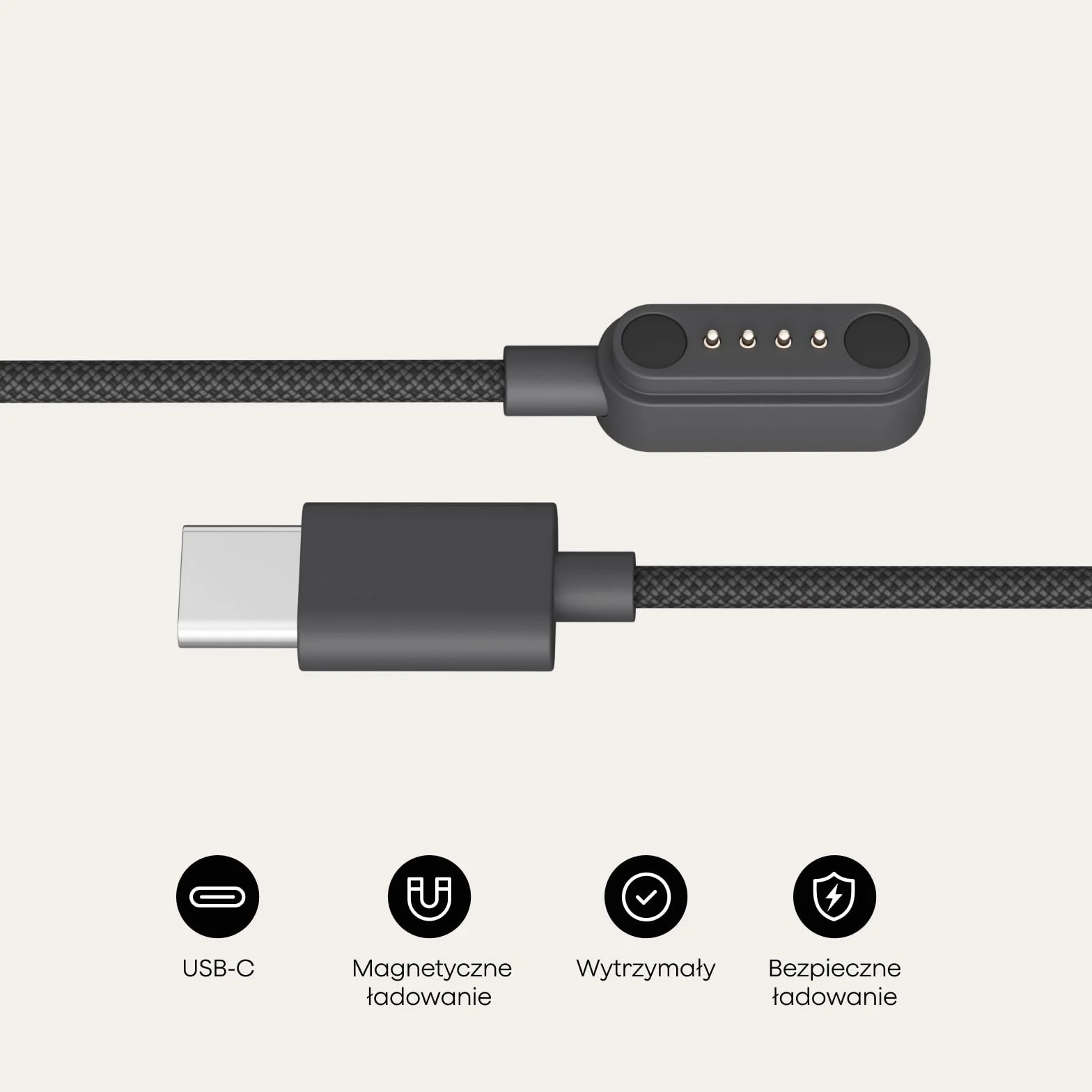 Zestaw akcesoriów do Plaud Note i Plaud Note Pro – rejestratorów głosu z AI, zawierający magnetyczny kabel do ładowania USB-C o długości 60 cm oraz magnetyczny pierścień