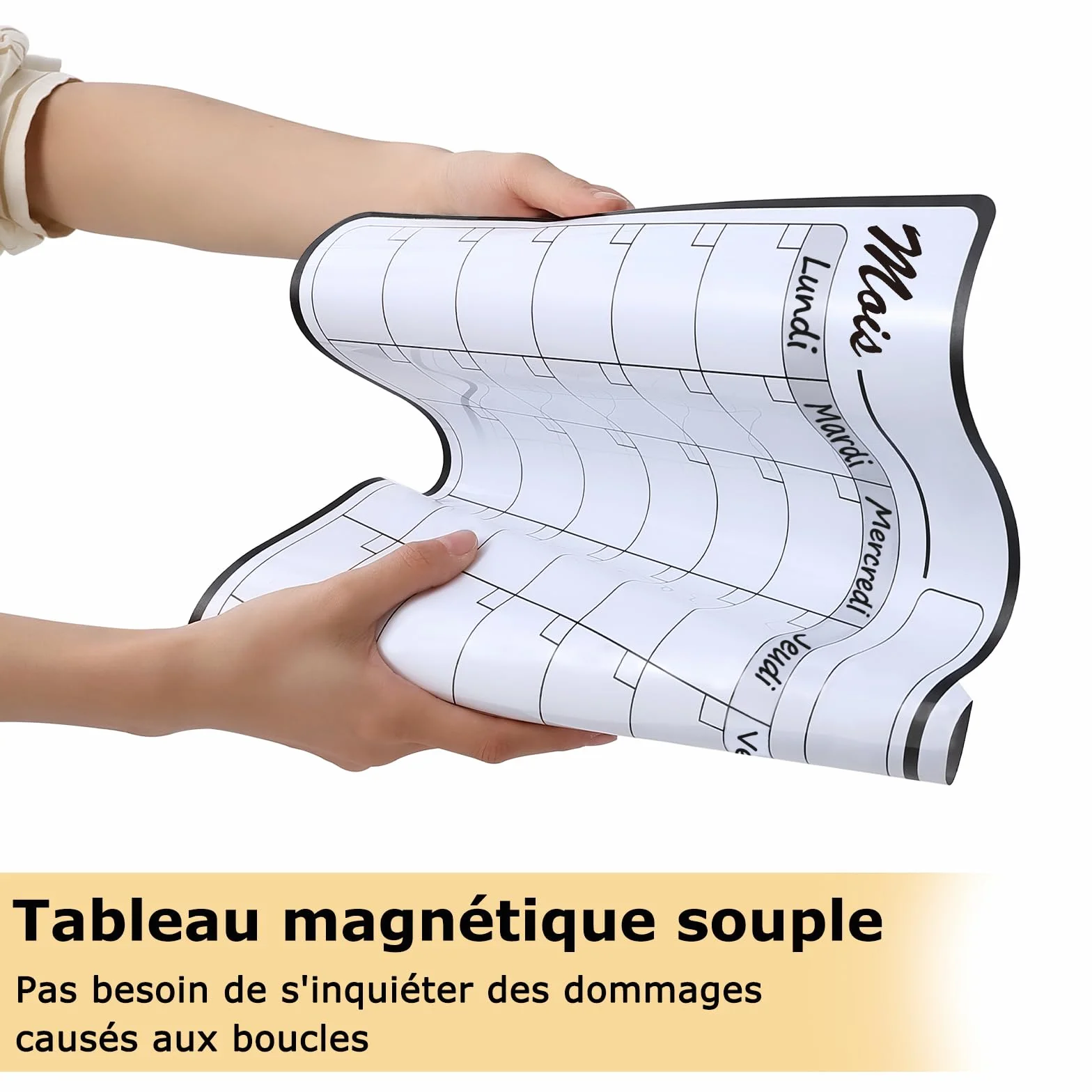 43 cm x 30 cm Tygodniowy Planer Ścieralny (Francuski), Rodzinny Planer Ścieralny Tablica Do Planowania Wykonana Z MięKkiego Pvc, Z 4 DłUgopisami I Gumką