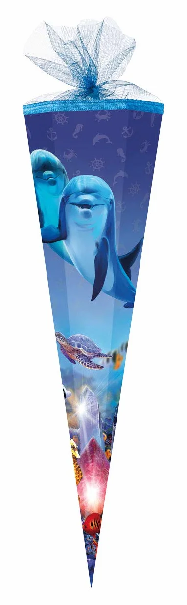 Rożek szkolny / rożek na słodycze / 85 cm / prostokątny / "Delfinwelten"