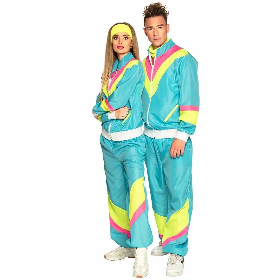 Boland - Kostium dla dorosBych dres 80s z kieszeniami, kurtka i spodnie, strój do biegania, wieczór kawalerski, styl retro, sportowiec, kostium grupowy, doro[li, impreza tematyczna, karnawaB