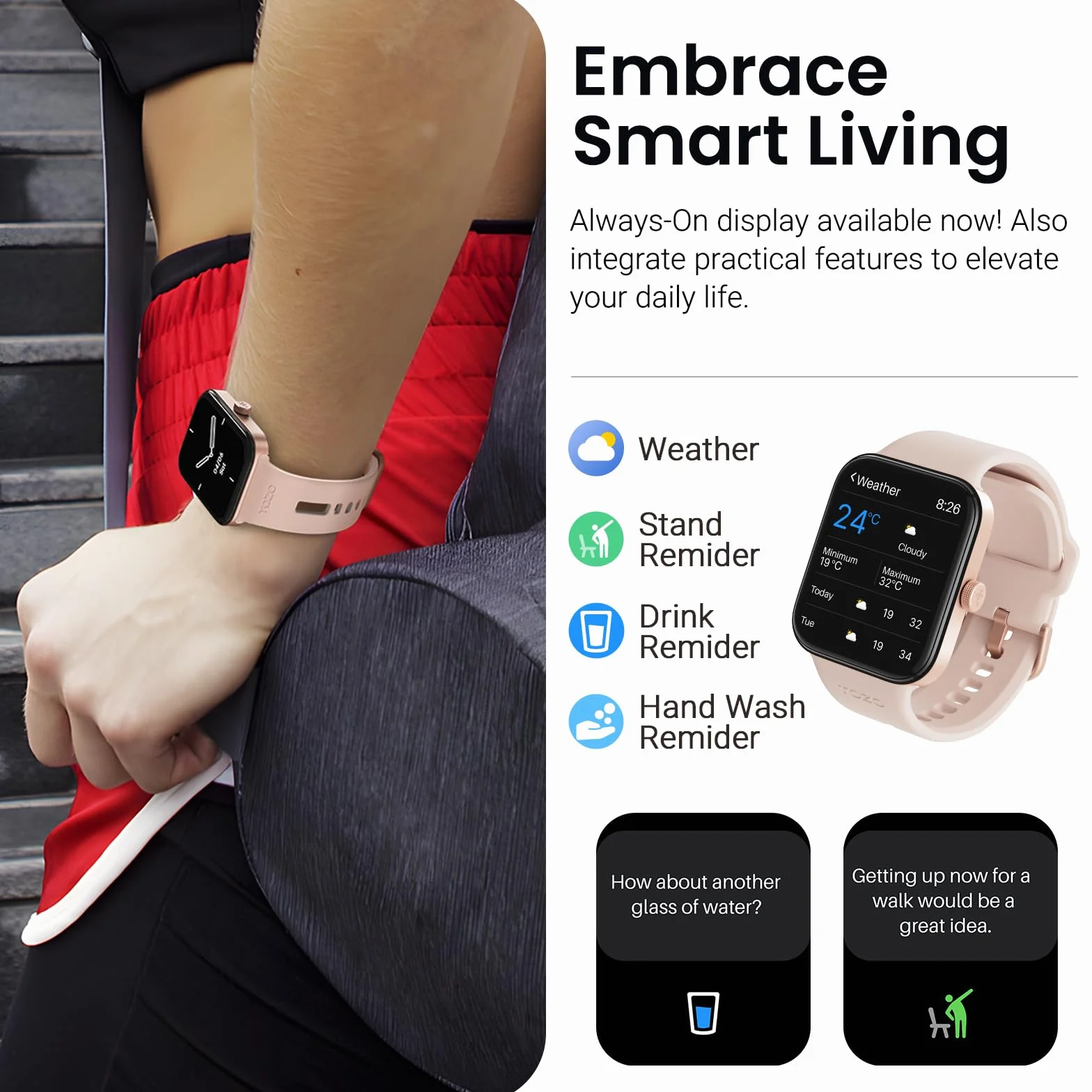 TOZO S4 AcuFit One Smart Watch Ekran AMOLED 1,78” dla mężczyzn i kobiet, Monitor fitness z wybieraniem numeru Bluetooth, Tętno i tlen we krwi, monitor snu, Wodoodporność IP68, trening dla iOS Android