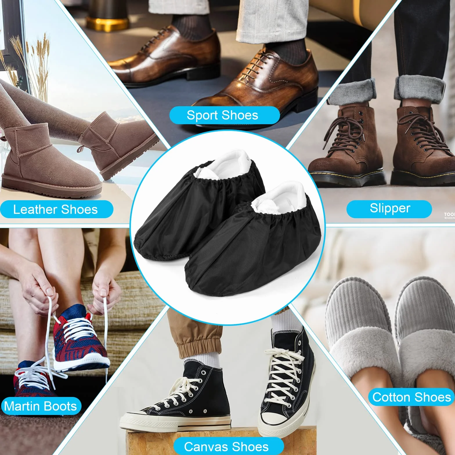 flintronic ochraniacze na buty wielokrotnego użytku 4 pary pyłoszczelne antypoślizgowe czarny