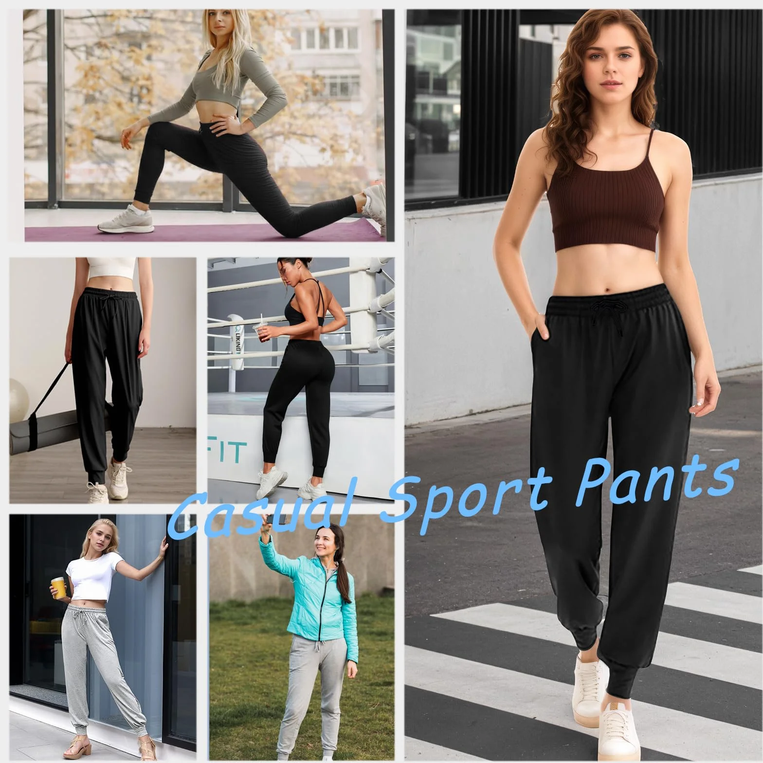 Damskie spodnie do biegania Wygodne spodnie sportowe z wysokim stanem elastyczne spodnie dresowe do jogi trening fitness siłownia z kieszeniami