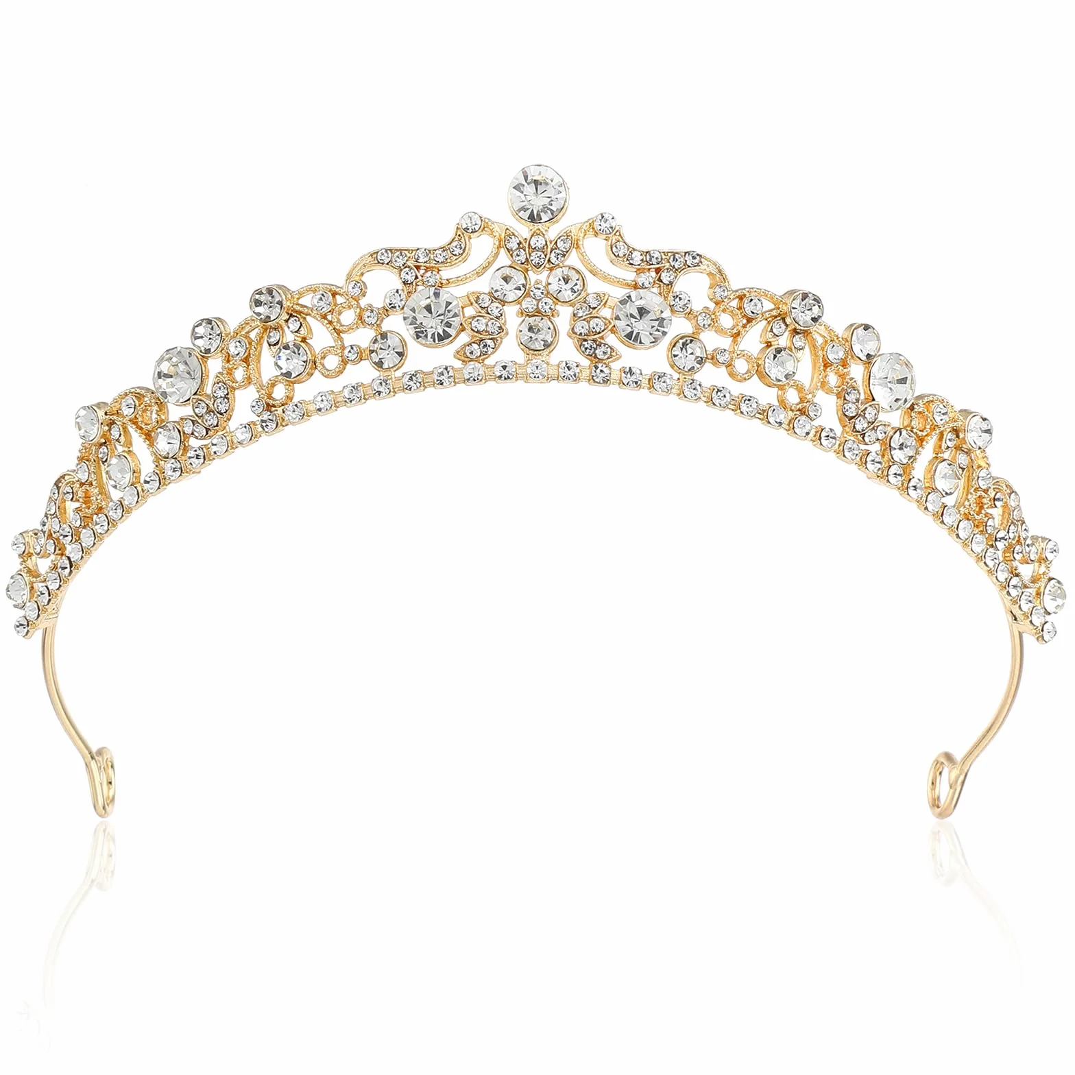 Tiara, złota, srebrna, kryształowa korona, kryształowa korona, stras, księżniczka, elegancka korona ślubna, na bal absolwentów, dla panny młodej, królowej, księżniczki