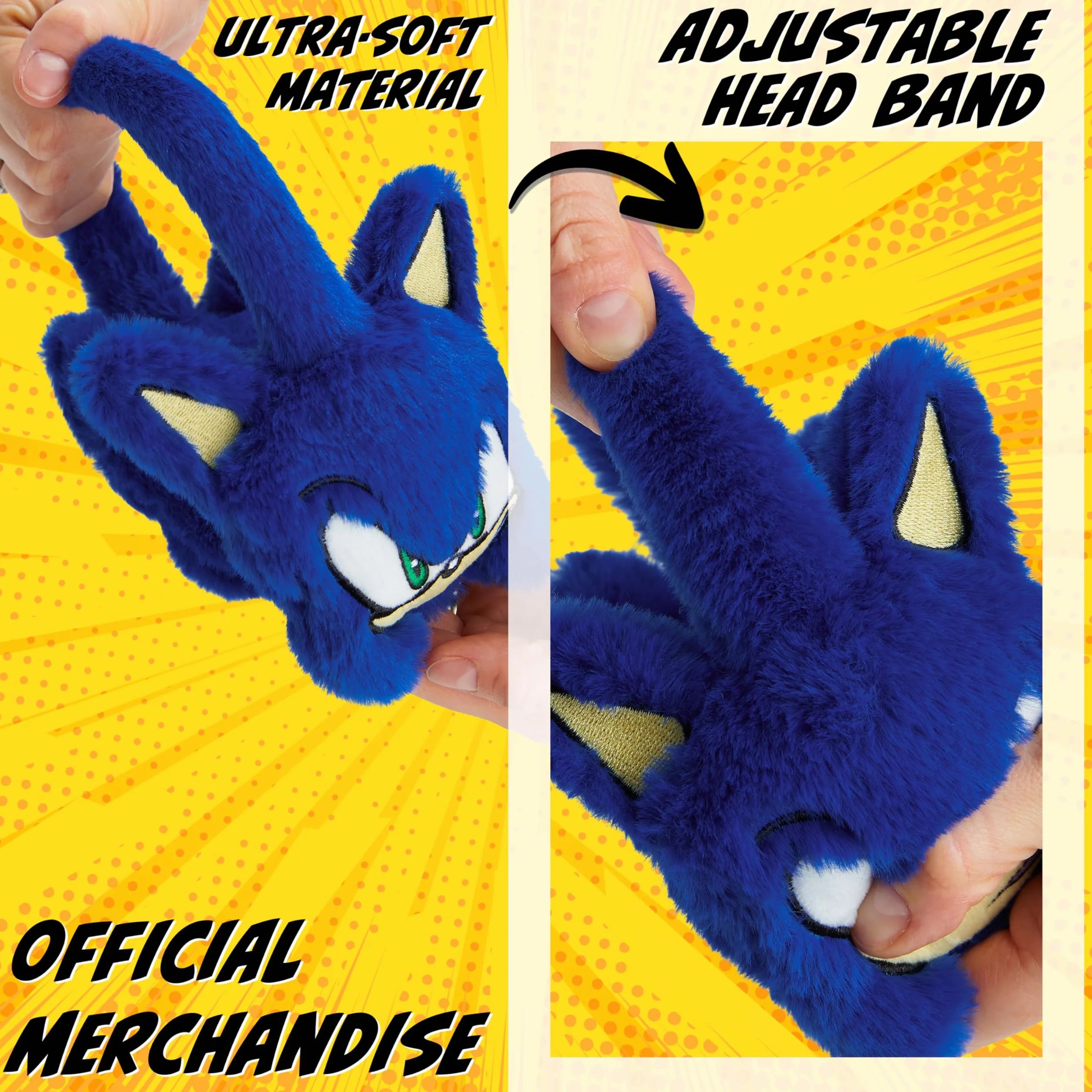 SONIC THE HEDGEHOG Puszyste nauszniki dla chłopców - przytulne prezenty dla chłopców, NIEBIESKI, Rozmiar uniwersalny
