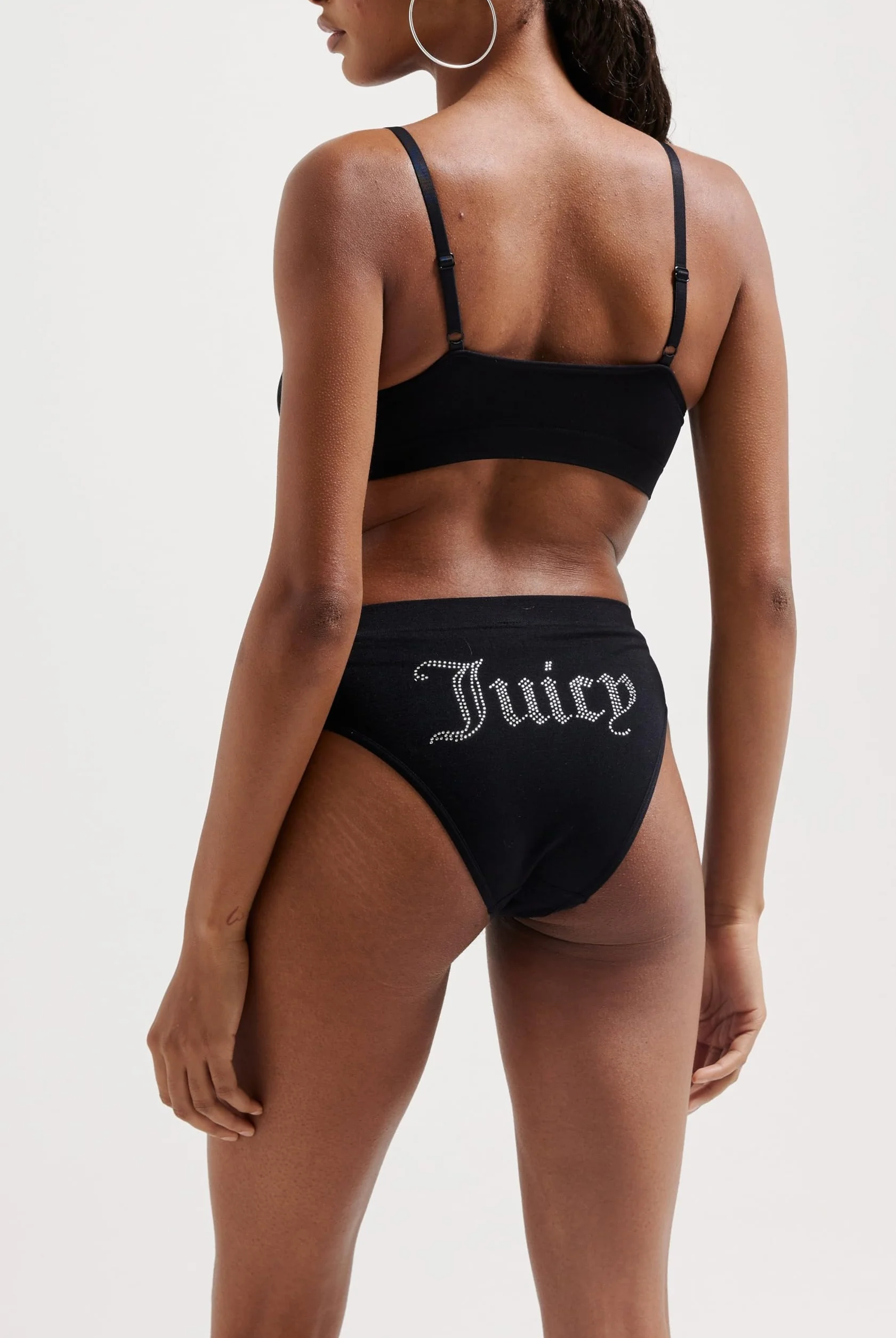 Juicy Couture Damska bielizna Juicy Diamante Bralette & HIGH Leg Brief zestaw bielizny, czarny, standardowy (opakowanie 31 szt.), czarny, Rozmiar uniwersalny