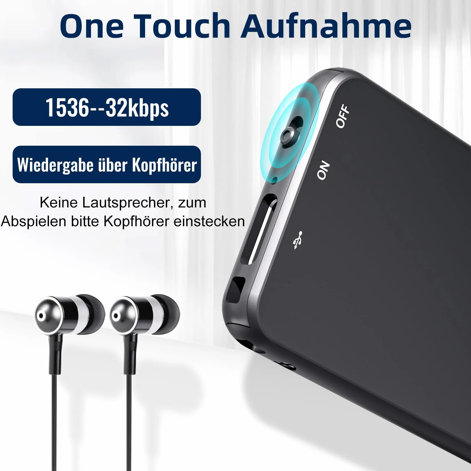 Mini dyktafon 64 GB z nagrywaniem 35 godzin, cyfrowy dyktafon USB C, do spotkań, wywiadów, wykładów, kursów, konferencji