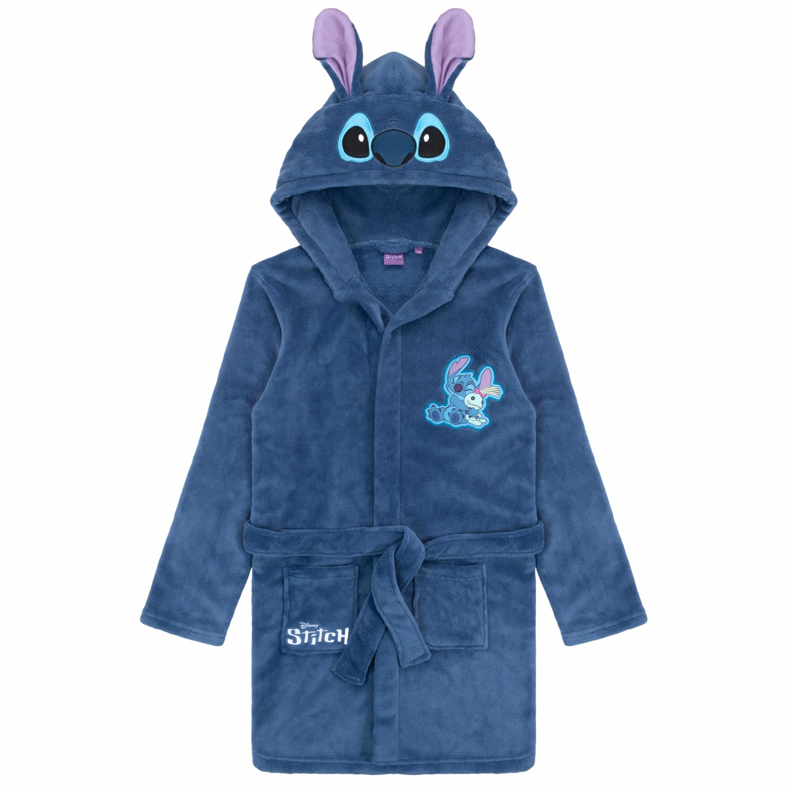 Disney Lilo & Stitch szlafrok kąpielowy dla dziewcząt, polarowy szlafrok poranny z kapturem i uszami, płaszcz domowy, rozmiar od 128 do 176 cm