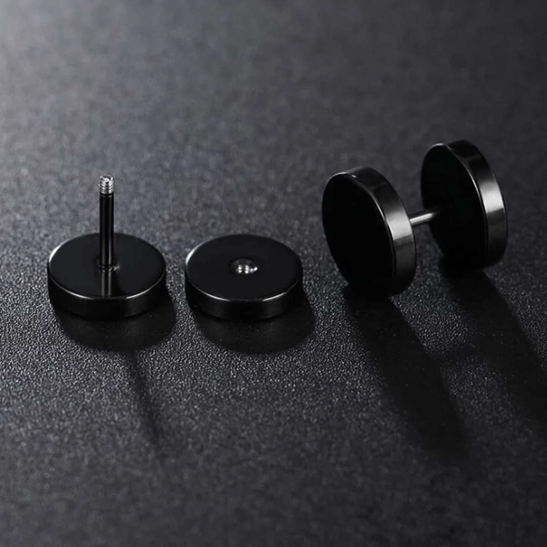 LEEQ 8 par okrągłych kolczyków na sztyfcie dla mężczyzn i kobiet, srebrne, czarne, 3 mm, 5 mm, 6 mm, 8 mm (srebrne, czarne, 3 mm, 5 mm, 6 mm, 8 mm)