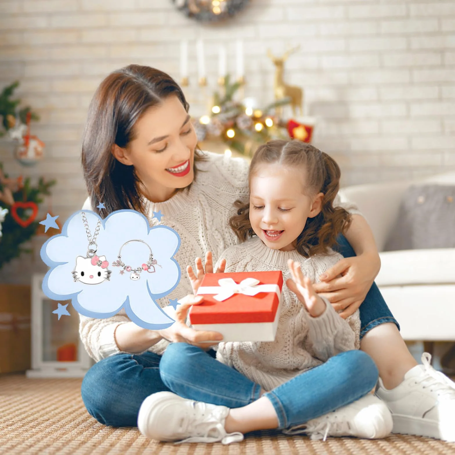 Kitty Zestawy biżuterii dla dziewcząt uroczy kot kreskówkowy wisiorek naszyjnik bransoletka zestaw uroczy kotek dziewczyna przyjaźń naszyjnik bransoletka urocze elementy zestawy biżuterii na prezenty