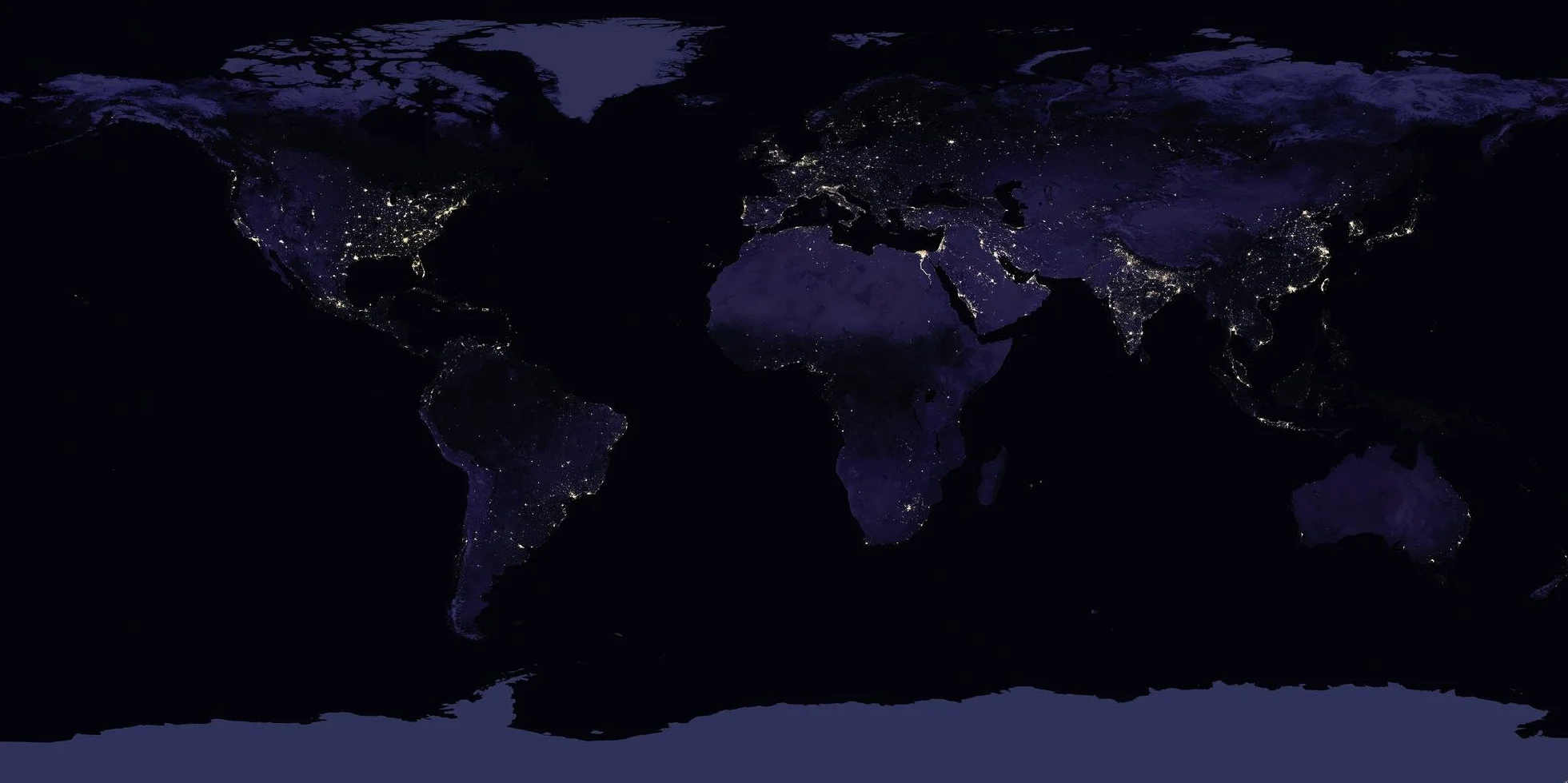 Close Up NASA World Map Earth by Night - mapa świata w nocy - plakat XXL - papier 170 g/m², błyszczący, lakierowany - lakier dyspersyjny 140 x 70 cm