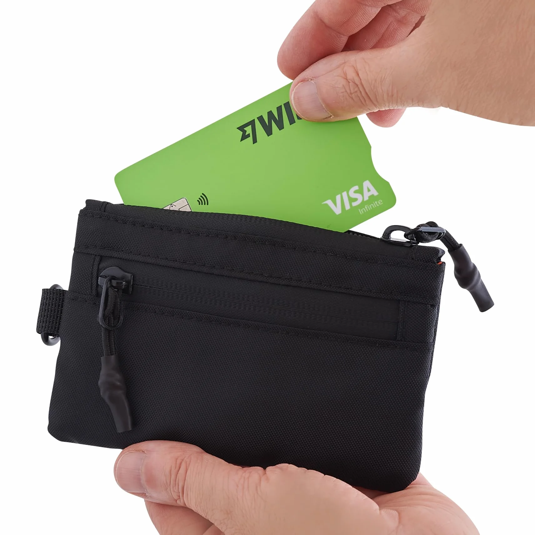 OW-Travel Mały Portfel Na Karty RFID z Kieszenią na Monety (Czarny) Portfel na Karty z Blokadą RFID. Bezpieczeństwo Portfela na monety i Spokój Ducha. Lekka I Minimalistyczna Konstrukcja.