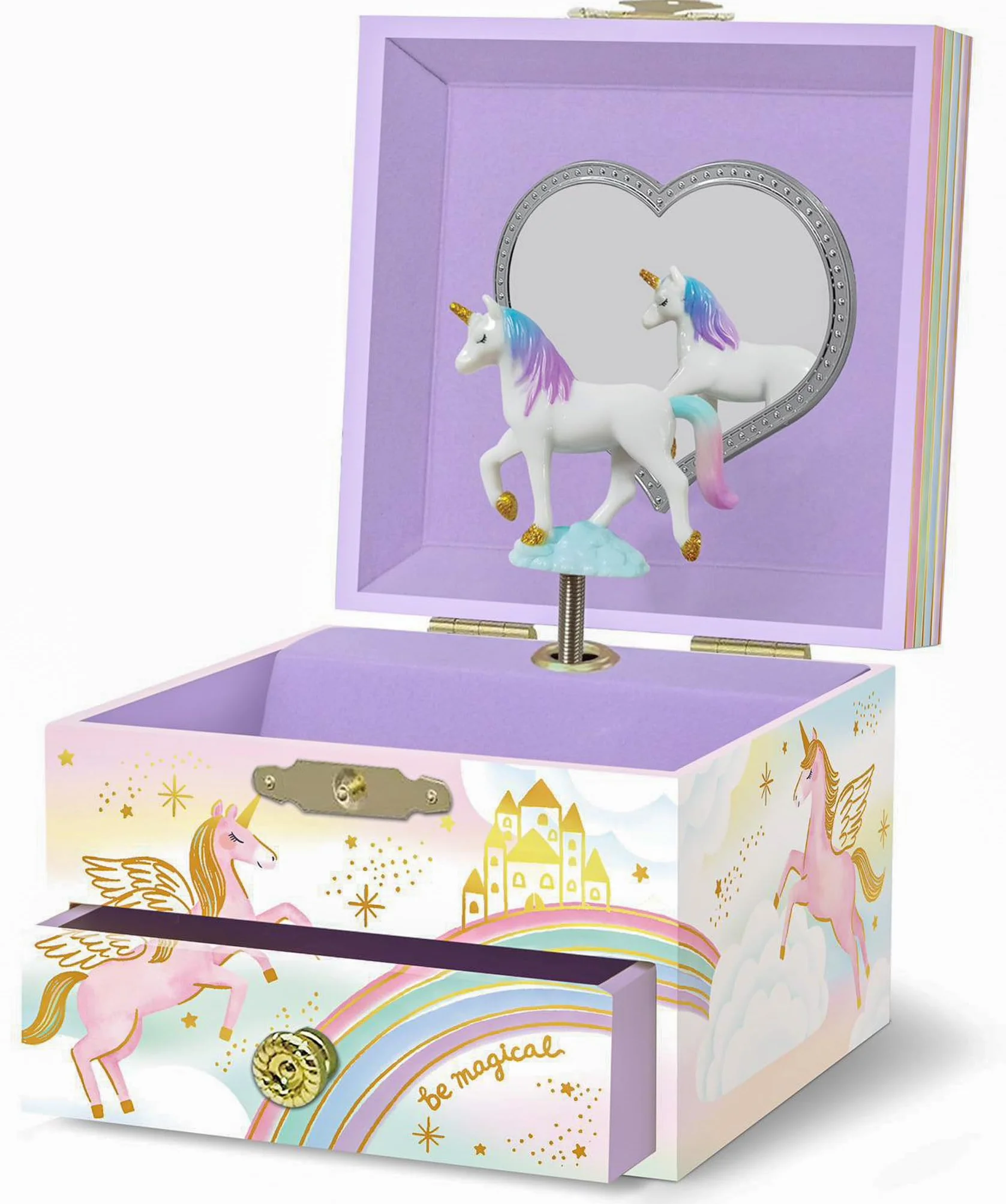 Giggle & Honey® Muzyczna Szkatułka na Biżuterię - Zabawki z Jednorożec dla Dziewczynek 4-6 Lat, Prezenty Jednorożec i Pozytywka dla Dzieci