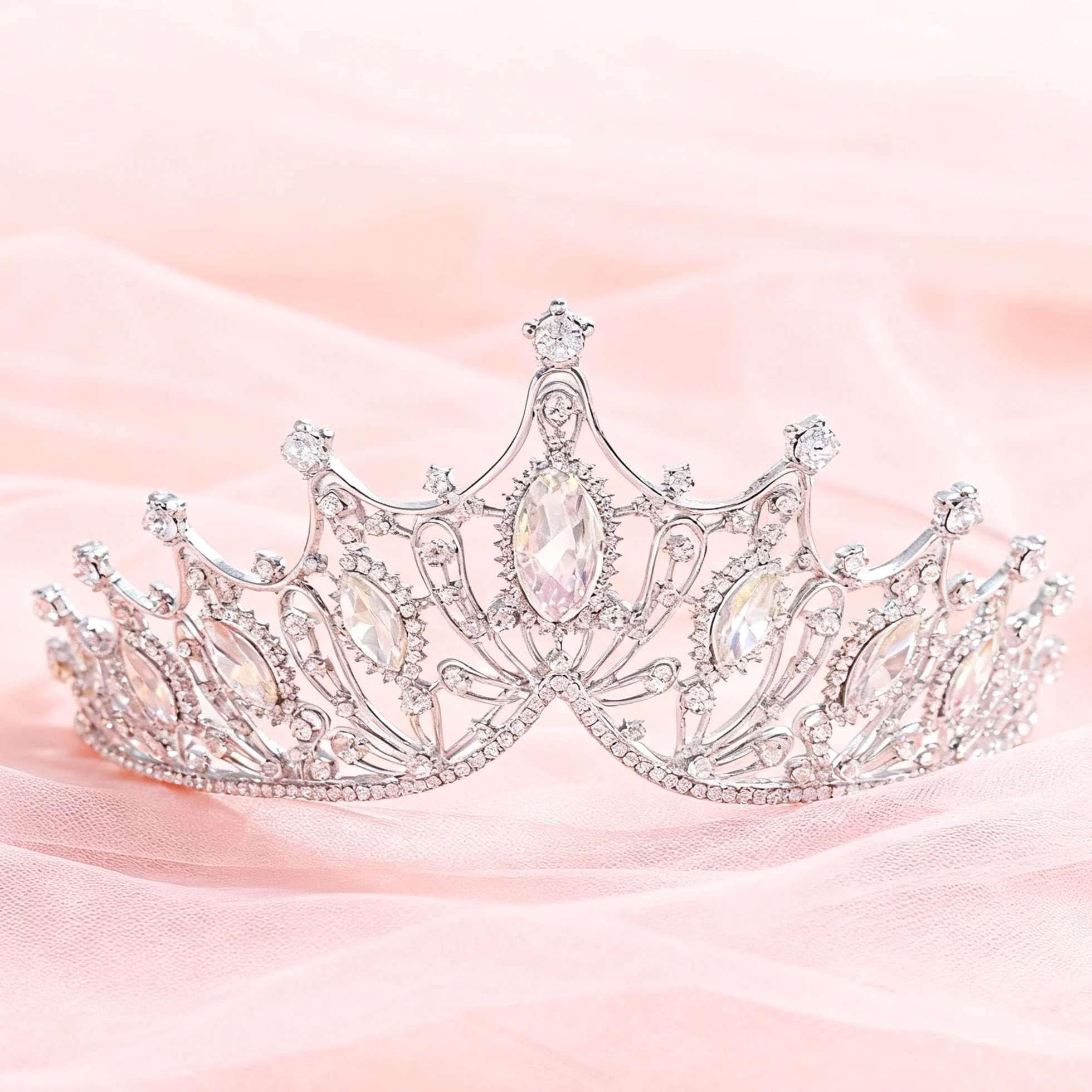 Diadem księżniczki, barokowa korona królowej, diadem dla panny młodej, Kostium świąteczny, cosplay, udekorowaćna wesele, uroczystości, różowe złoto
