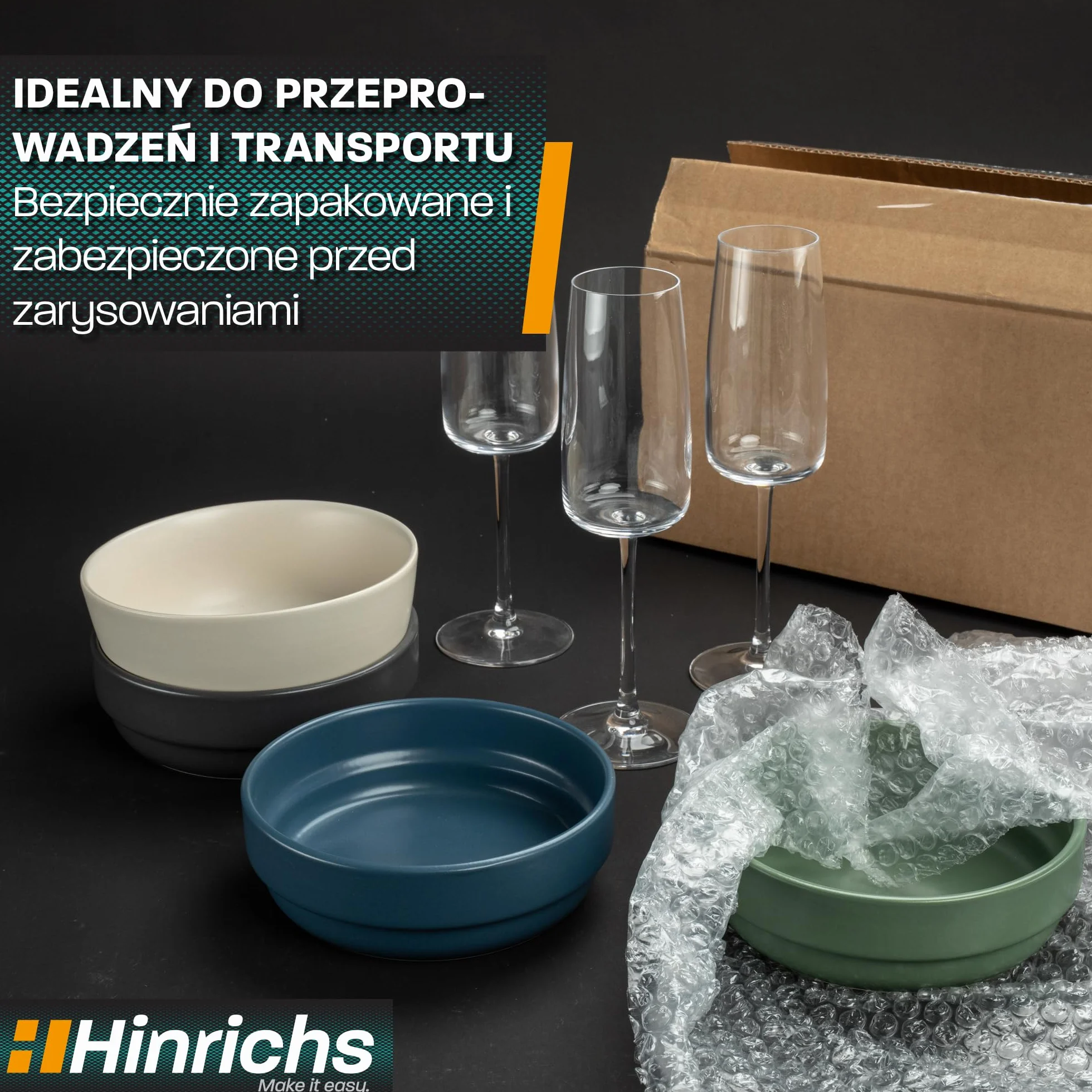 Hinrichs Folia Bąbelkowa w Rolce 10m x 40cm - Idealna do Wysyłki, Pakowania i Przenoszenia - Możliwość 100% Recyklingu - Folia Bąbelkowa jako Materiał Opakowaniowy - Materiał amortyzujący