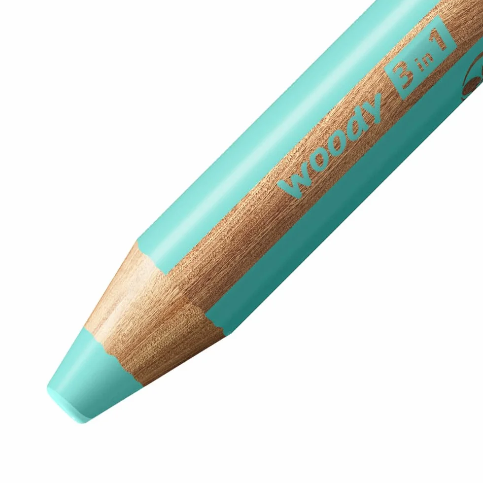 Kredka, farba wodna i kreda świecowa - STABILO woody 3 w 1 - opakowanie 5 szt. - pastelowy niebieski