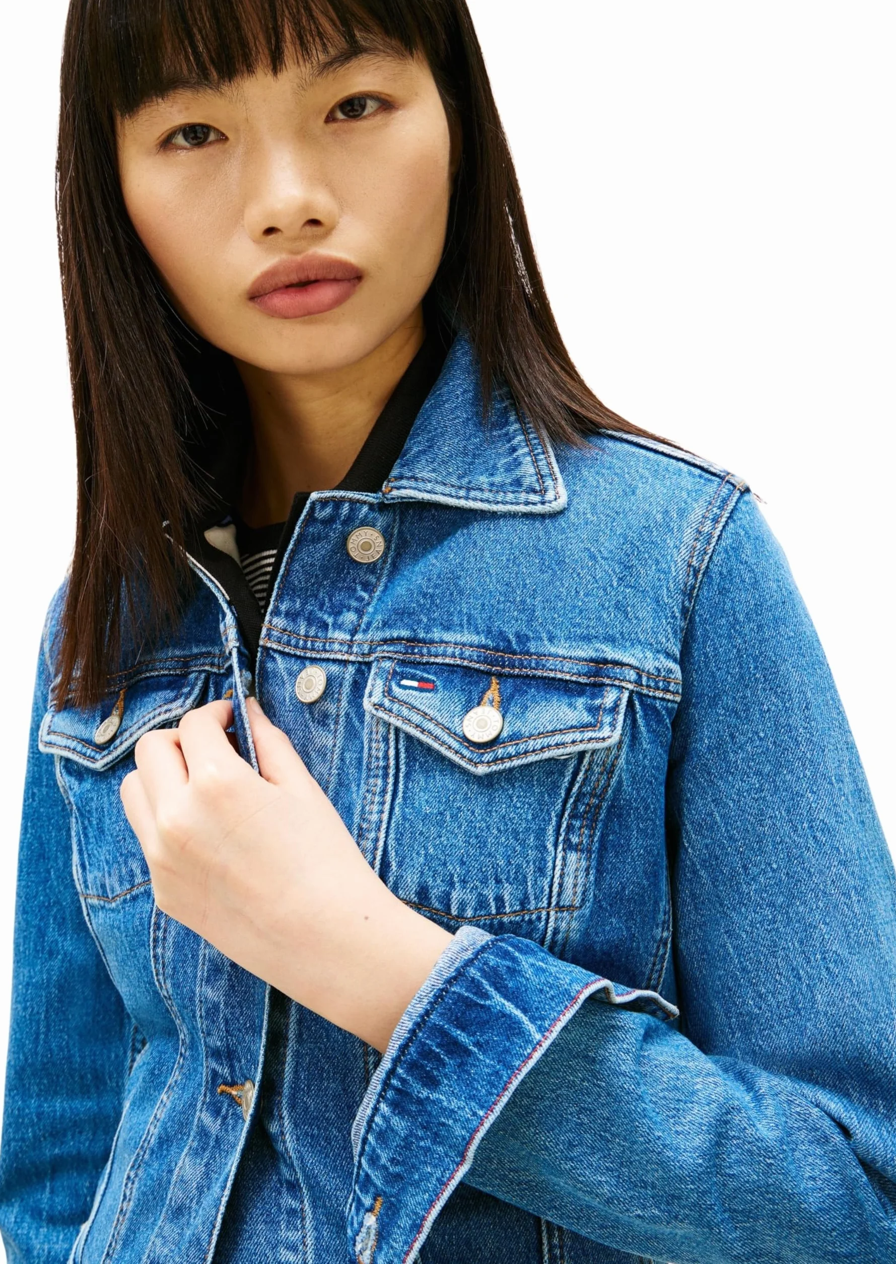 Tommy Jeans Damska kurtka VIVIANNE SKN CI8132 EXT DW0DW22489 Trucker Jacket, dżinsowa (Denim Medium), XXS, Dżins (Denim Medium), XXS