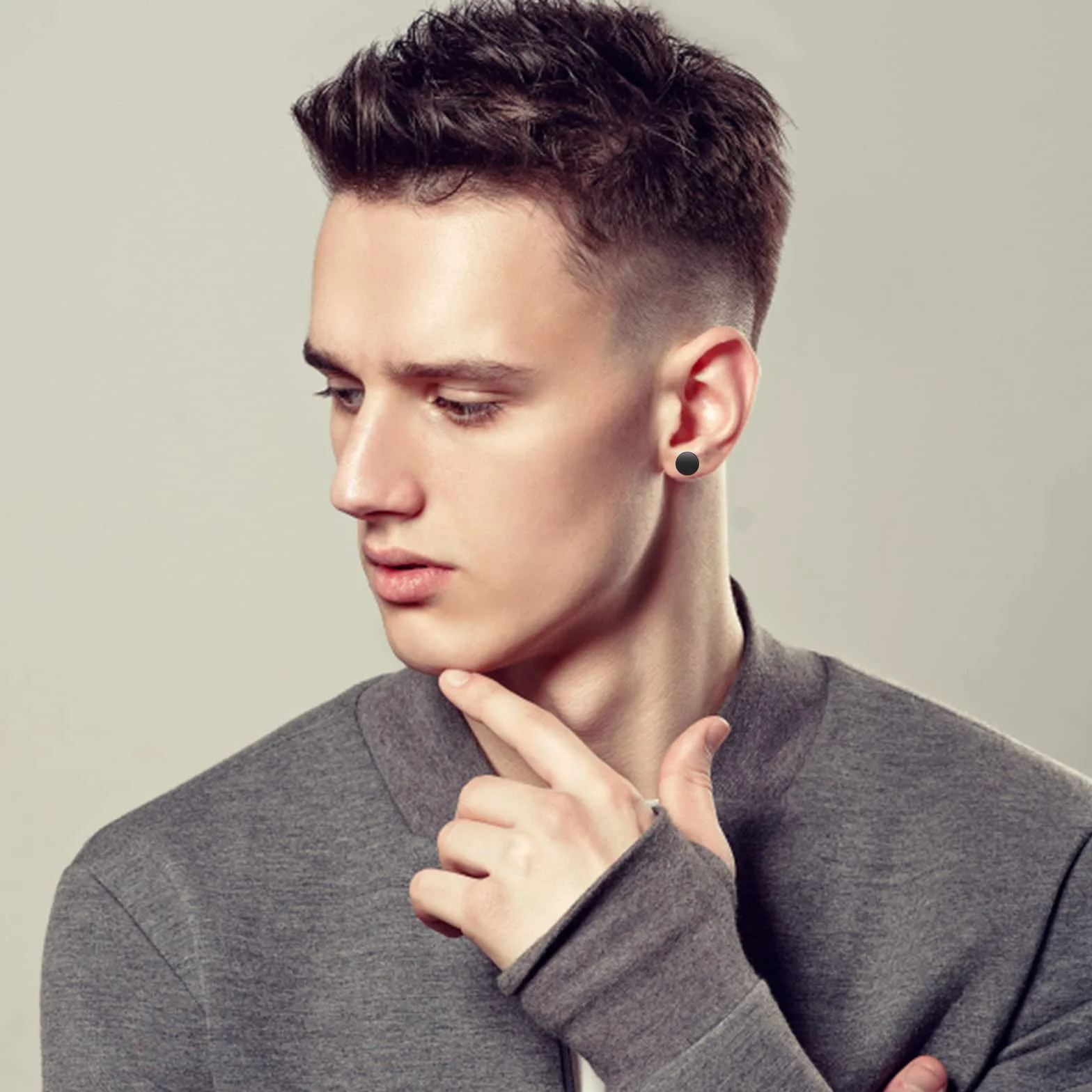 6 par kolczyków w kropki, unisex, ze stali nierdzewnej, okrągłe kulki, czarne, okrągłe, płaskie kolczyki, zestaw dla kobiet, mężczyzn, dziewcząt (3 mm-8 mm)