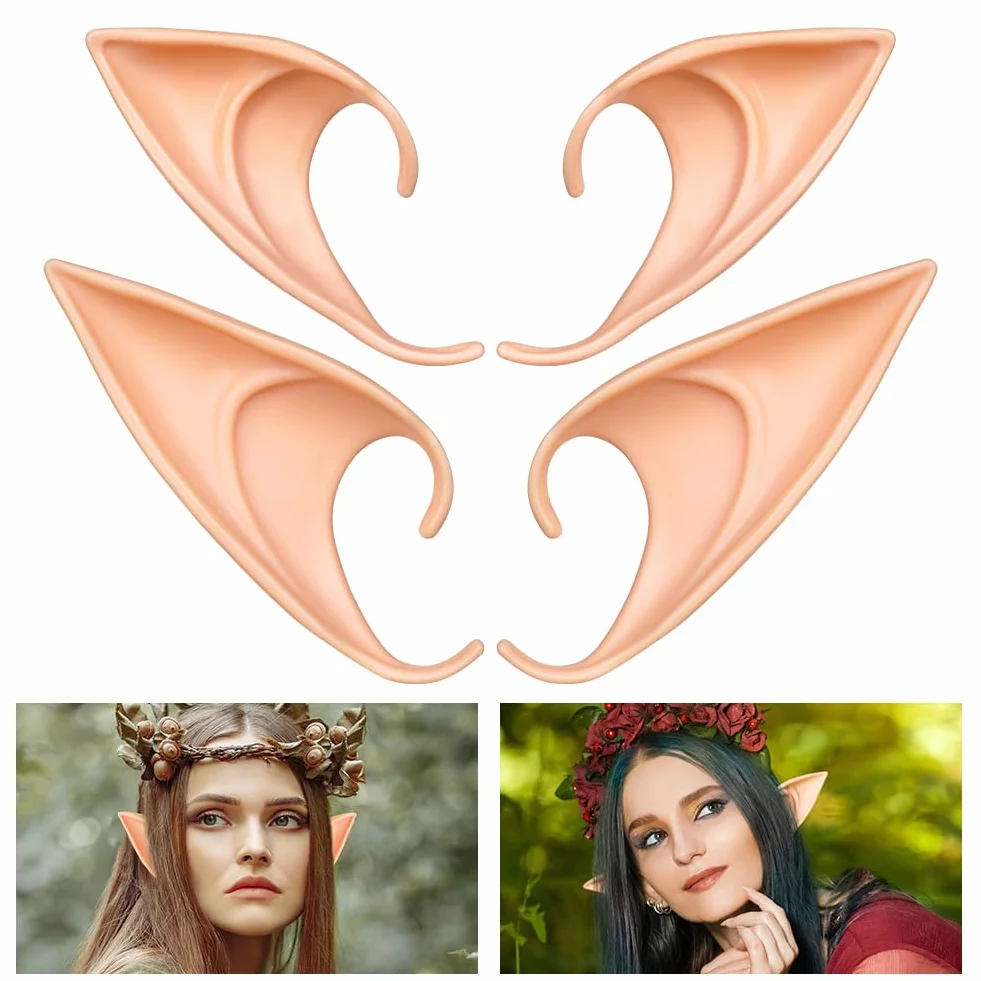 Aomig 2/3 pary damskie uszy elf, uszy elfa, lateks wróżka lateksowe uszy na cosplay uszy elf Halloween Boże Narodzenie każda impreza tematyczna