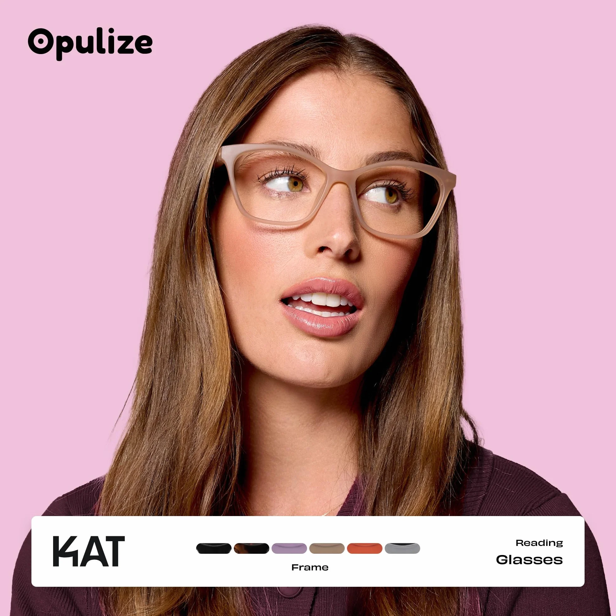 OPULIZE KAT Okulary do czytania - Eleganckie kocie oko - Matowe Szarobrązowe - Mieszany model dla mężczyzn i kobiet - Zawiasy sprężynowe - R59-U - +2.00